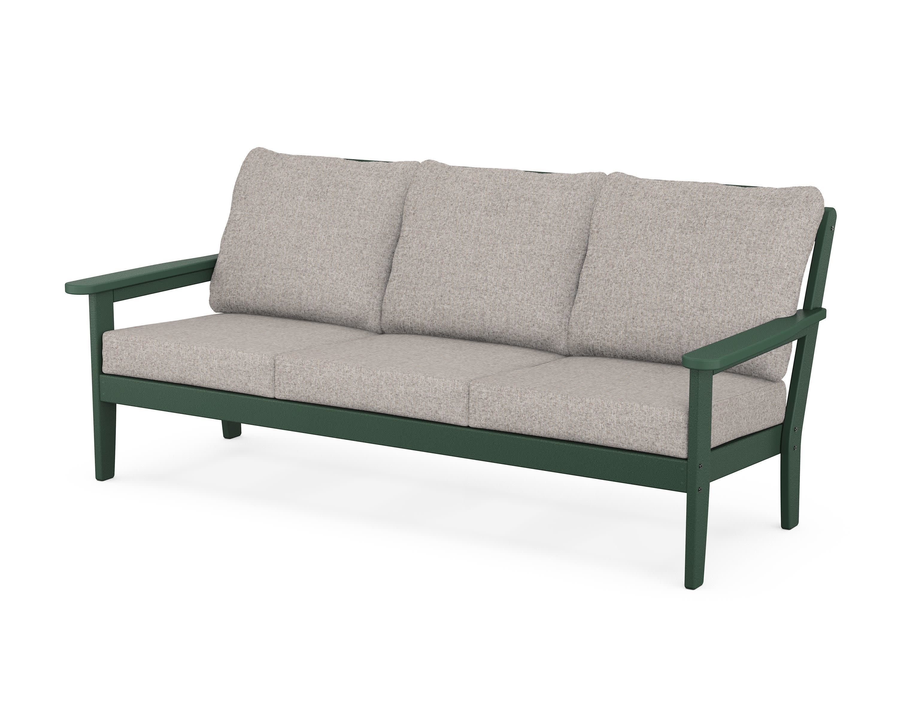 Cottage Deep Seating Sofa in Green / Weathered Tweed