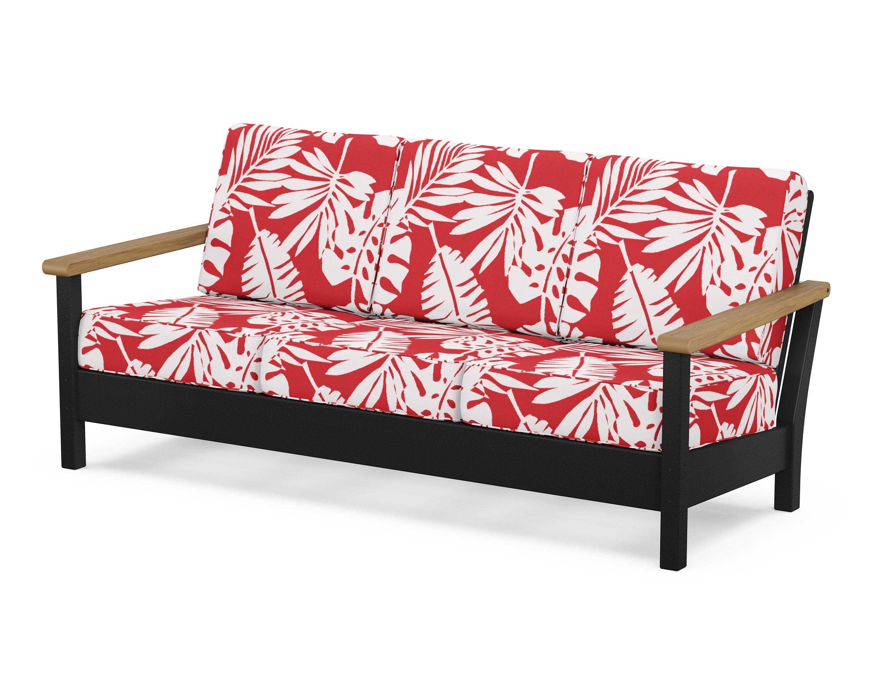 Harbour Deep Seating Sofa in Black / Natural / Leaf Crimson
