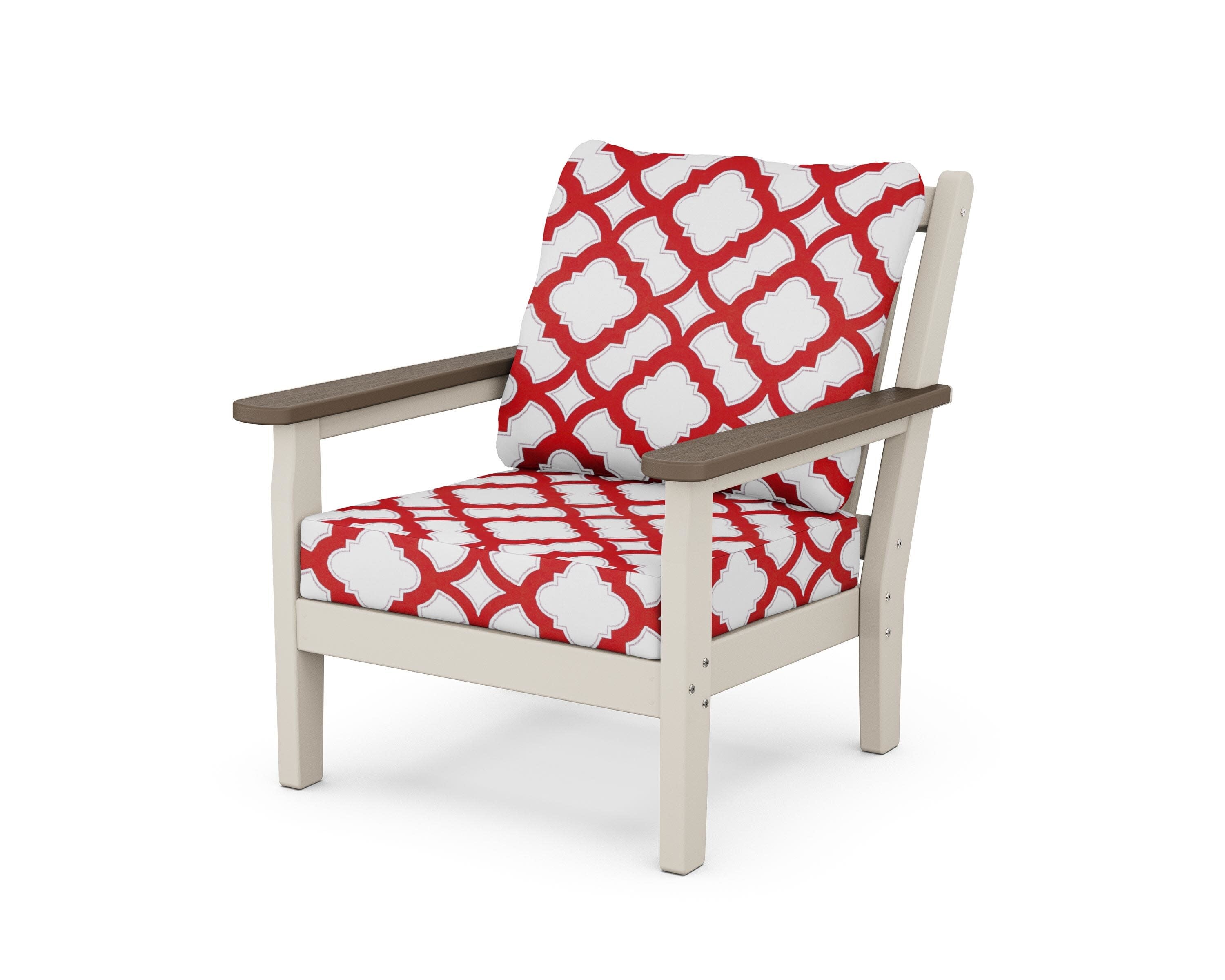 Chippendale Deep Seating Chair in Sand / Kona / Trellis Crimson