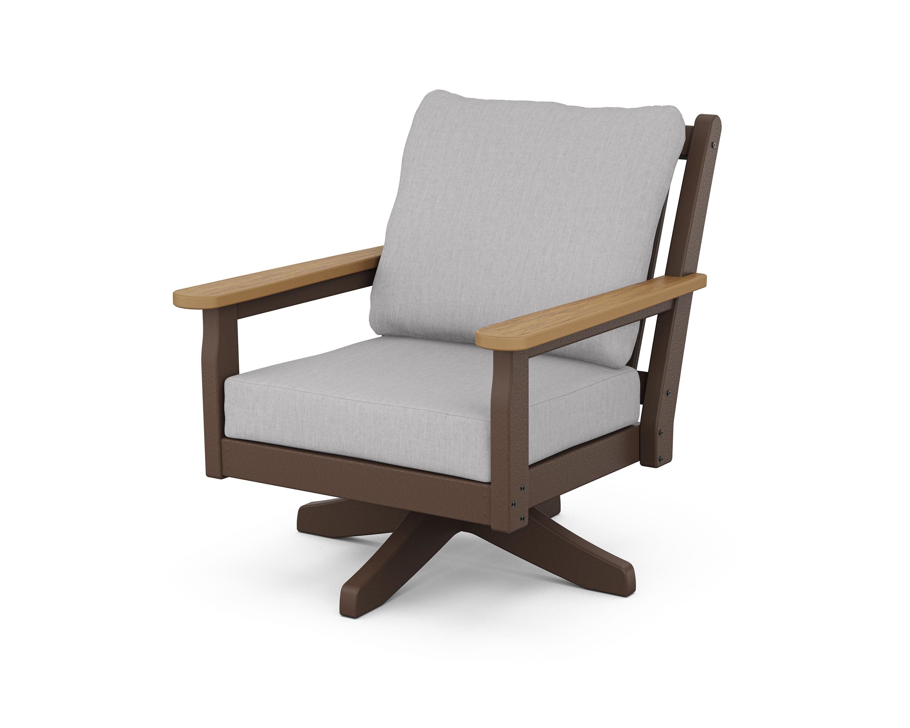 Chippendale Deep Seating Swivel Chair in Mahogany / Natural / Granite