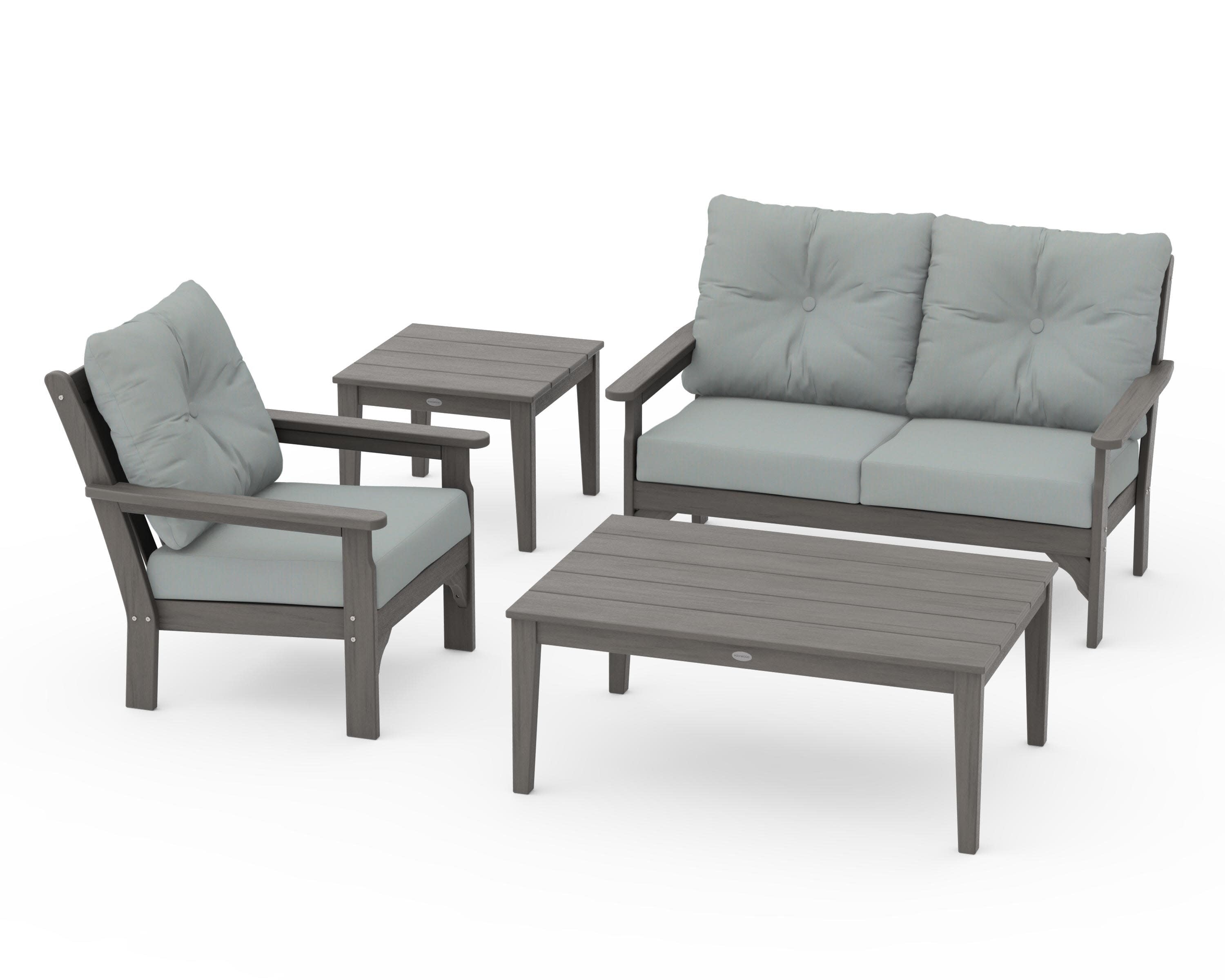 Vineyard 4-Piece Deep Seating Set in Driftwood / Spa