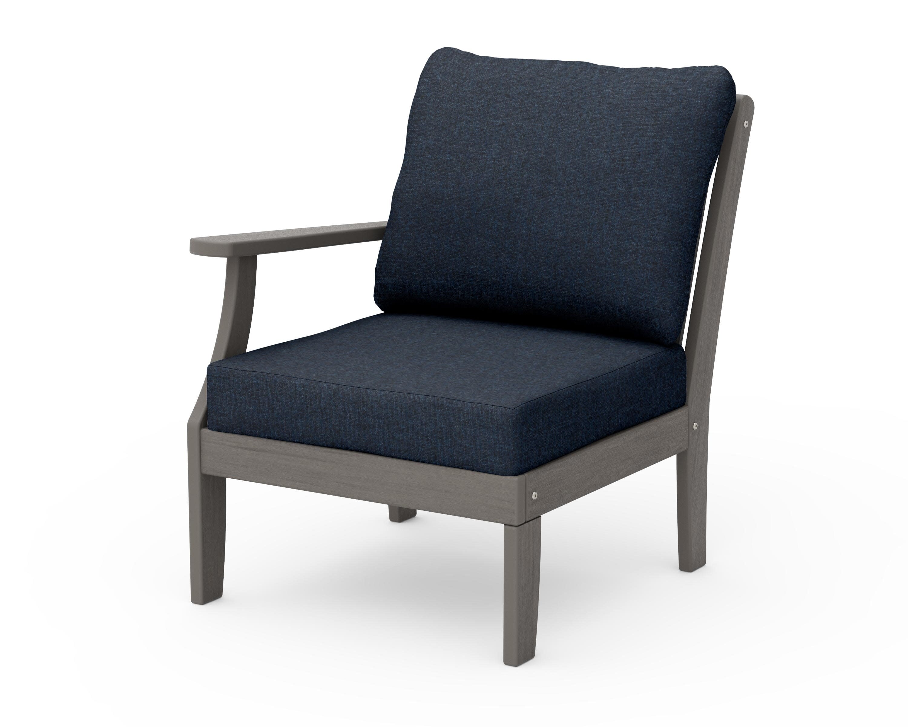 Braxton Modular Left Arm Chair in Driftwood / Marine Indigo