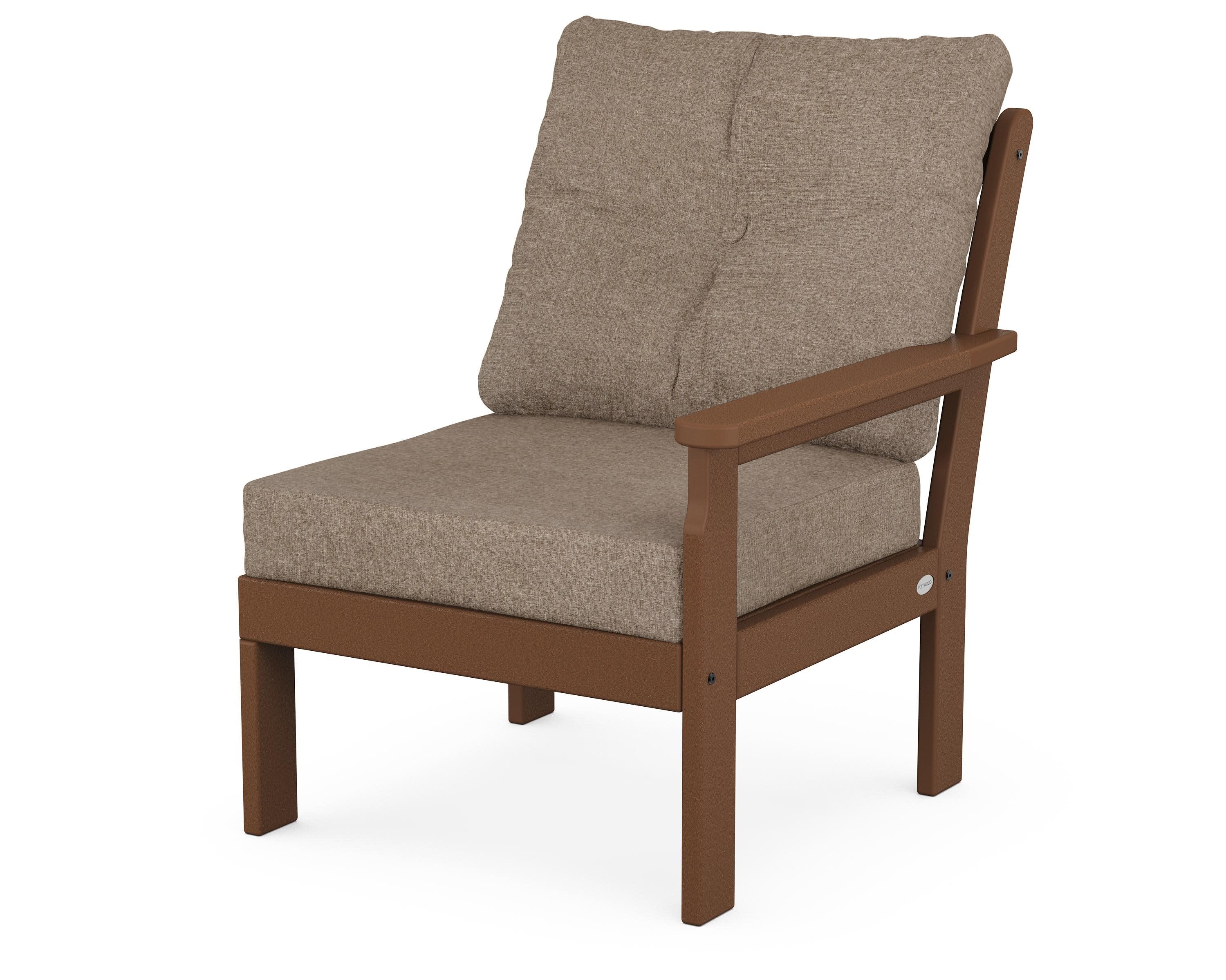 Vineyard Modular Right Arm Chair in Teak / Spiced Burlap