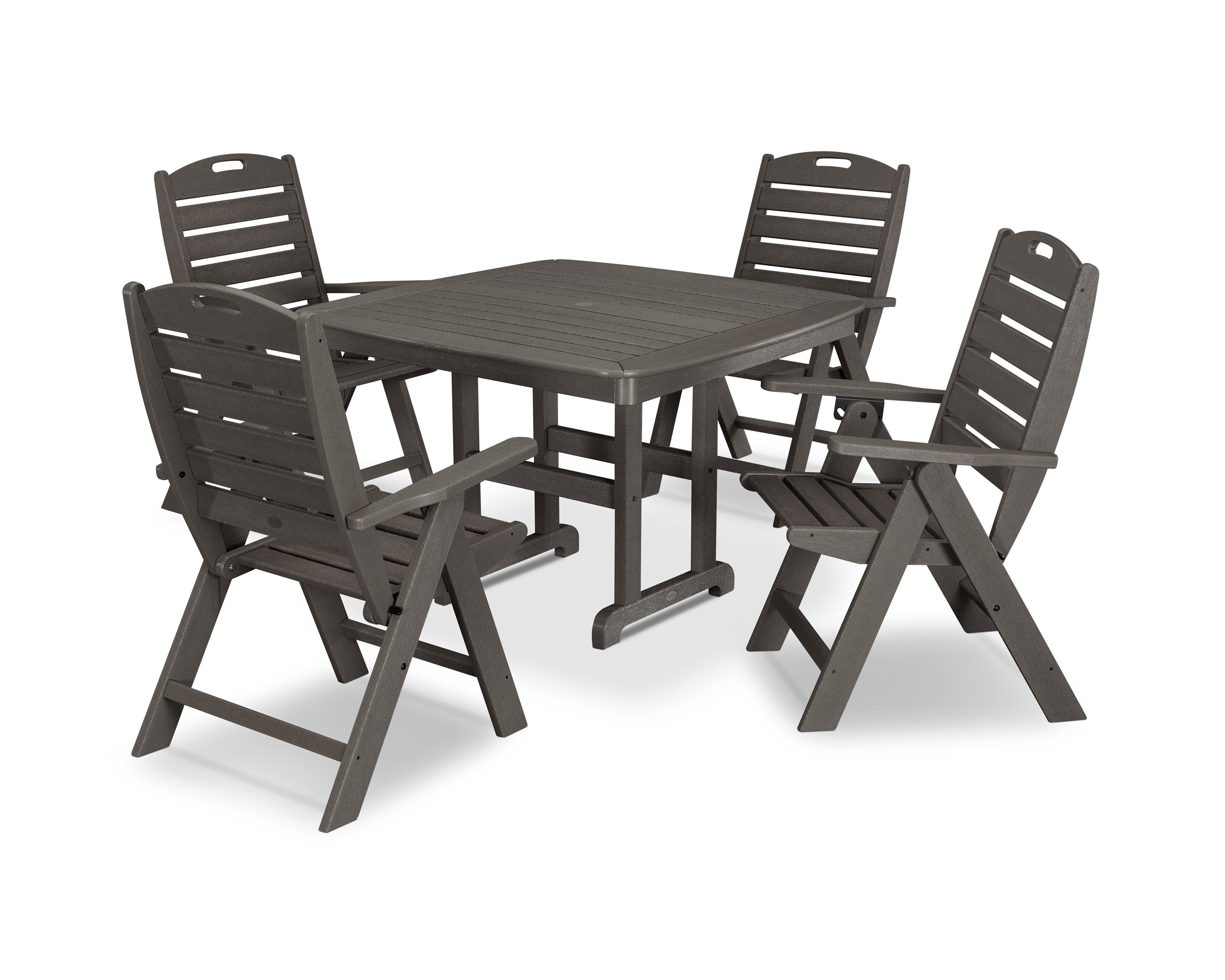 Nautical Highback Chair 5-Piece Dining Set in Vintage Coffee
