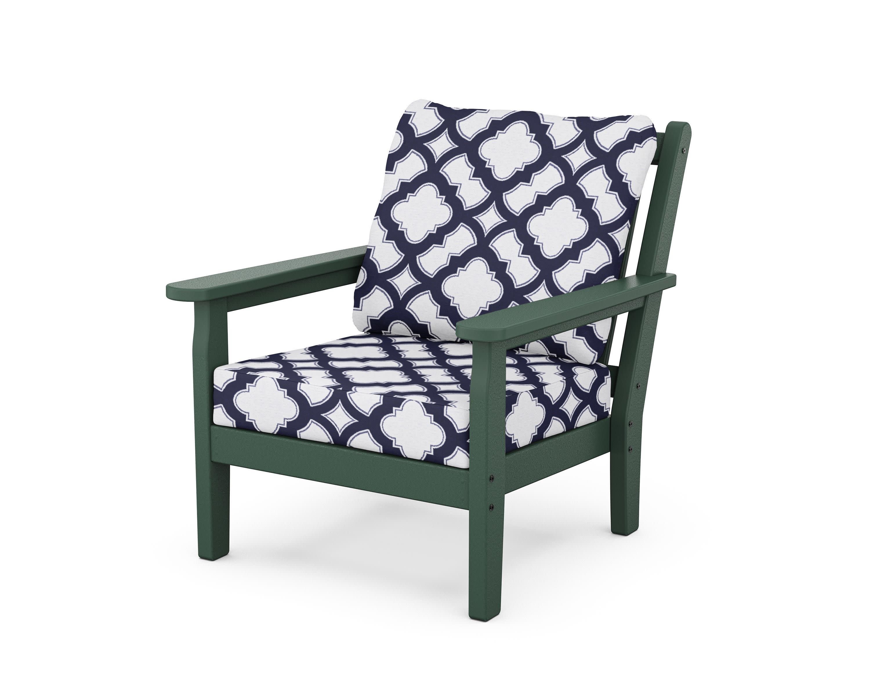 Chippendale Deep Seating Chair in Green / Trellis Navy