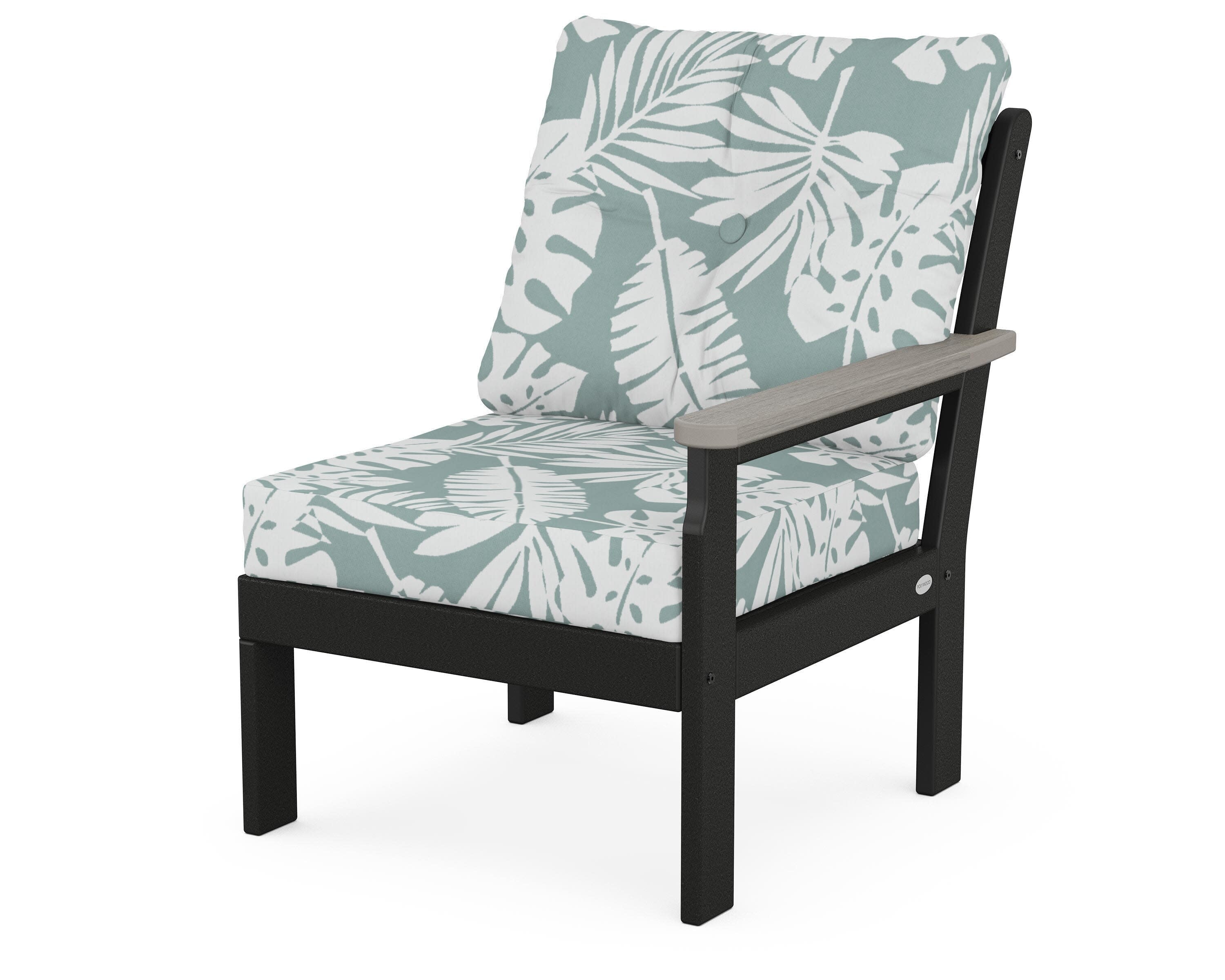 Vineyard Modular Right Arm Chair in Black / Driftwood / Leaf Glacier Spa