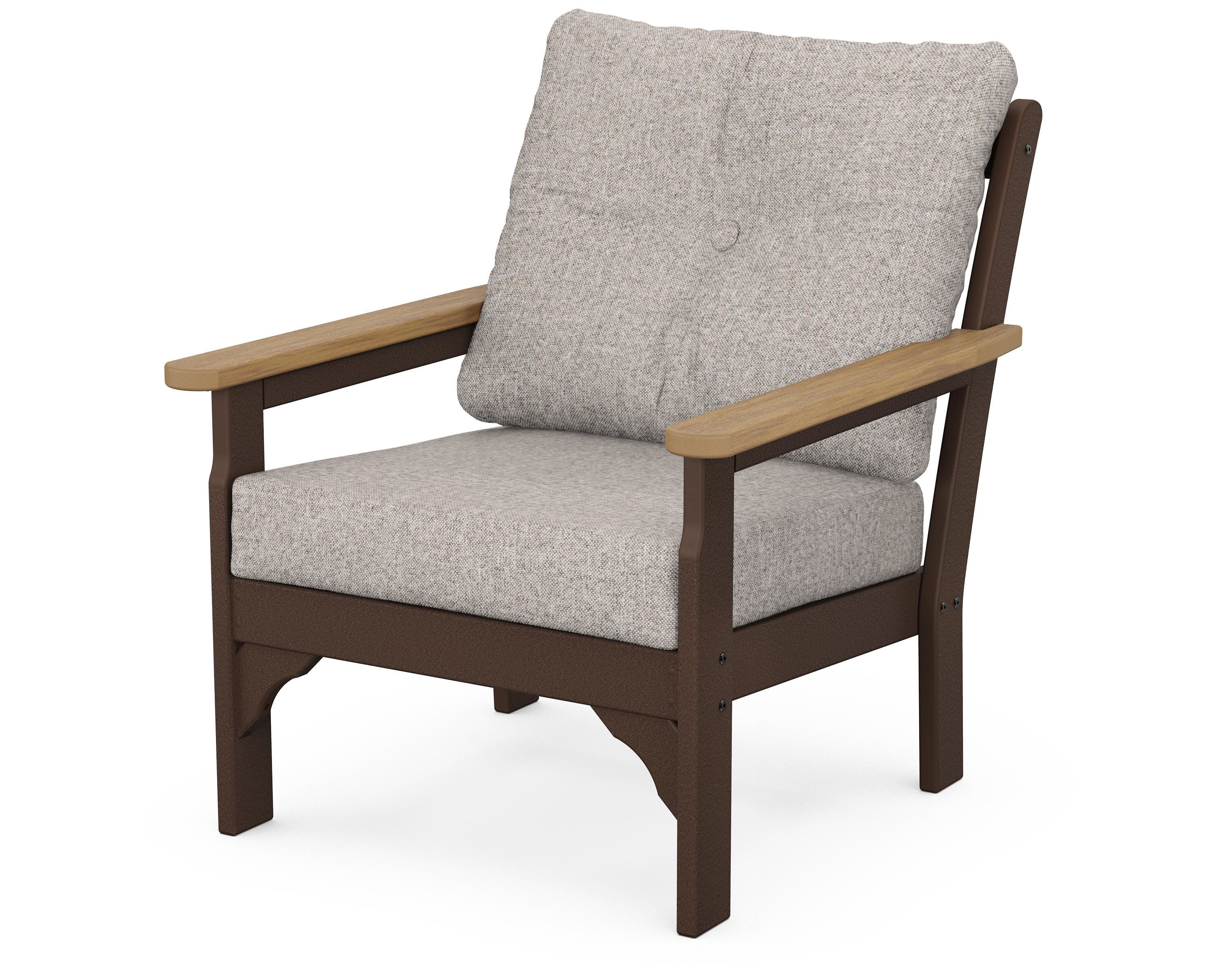 Vineyard Deep Seating Chair in Mahogany / Natural / Weathered Tweed