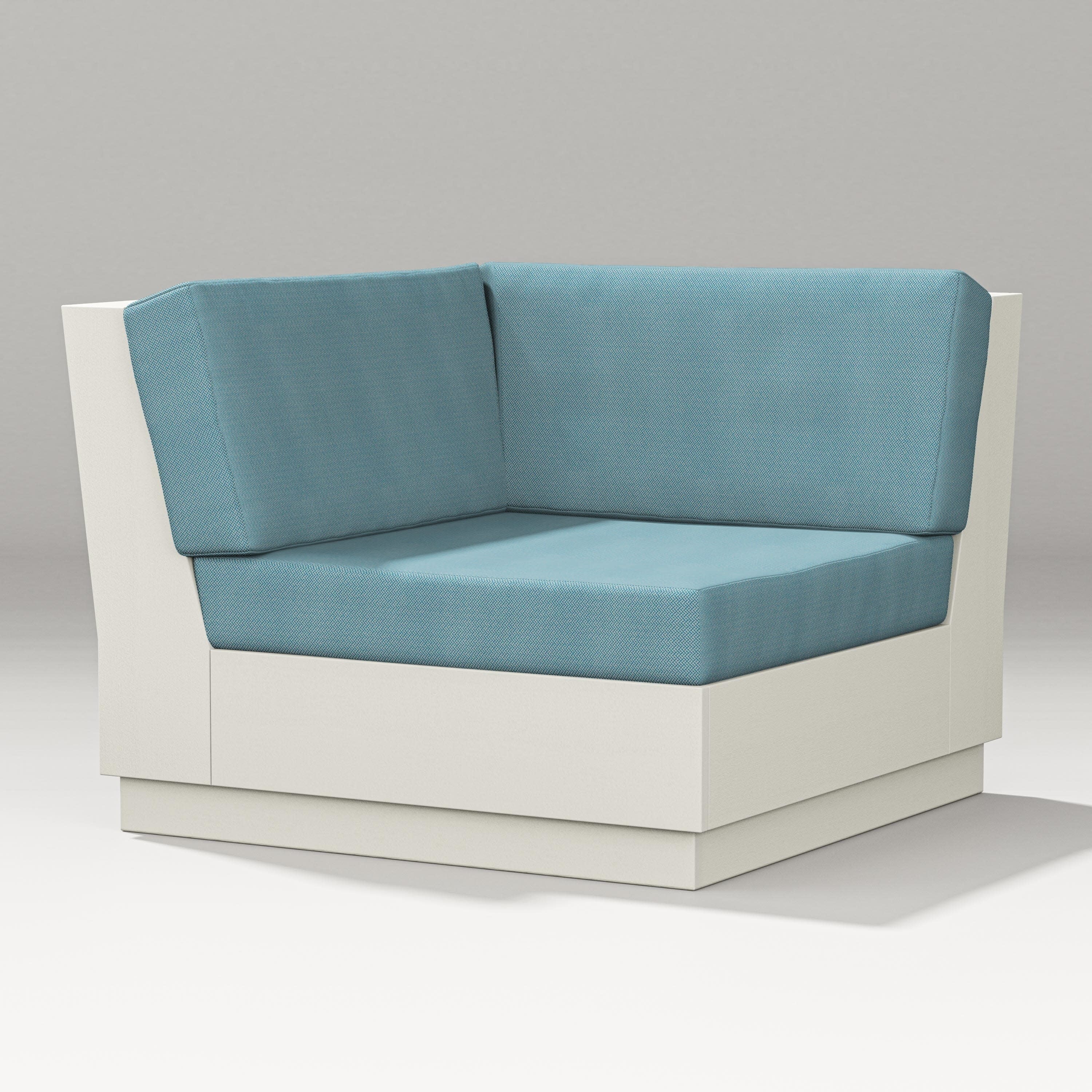 Elevate Modular Corner Chair in Vintage White / Lattice Sky Blue