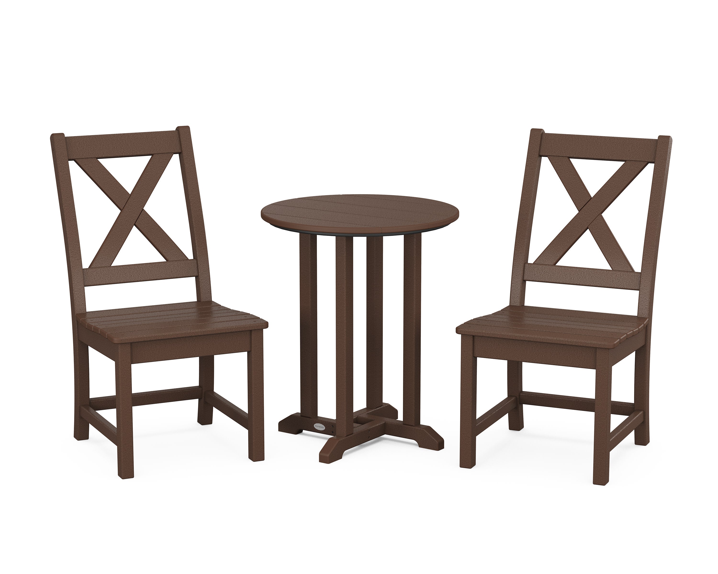 Braxton Side Chair 3-Piece Round Bistro Dining Set in Mahogany