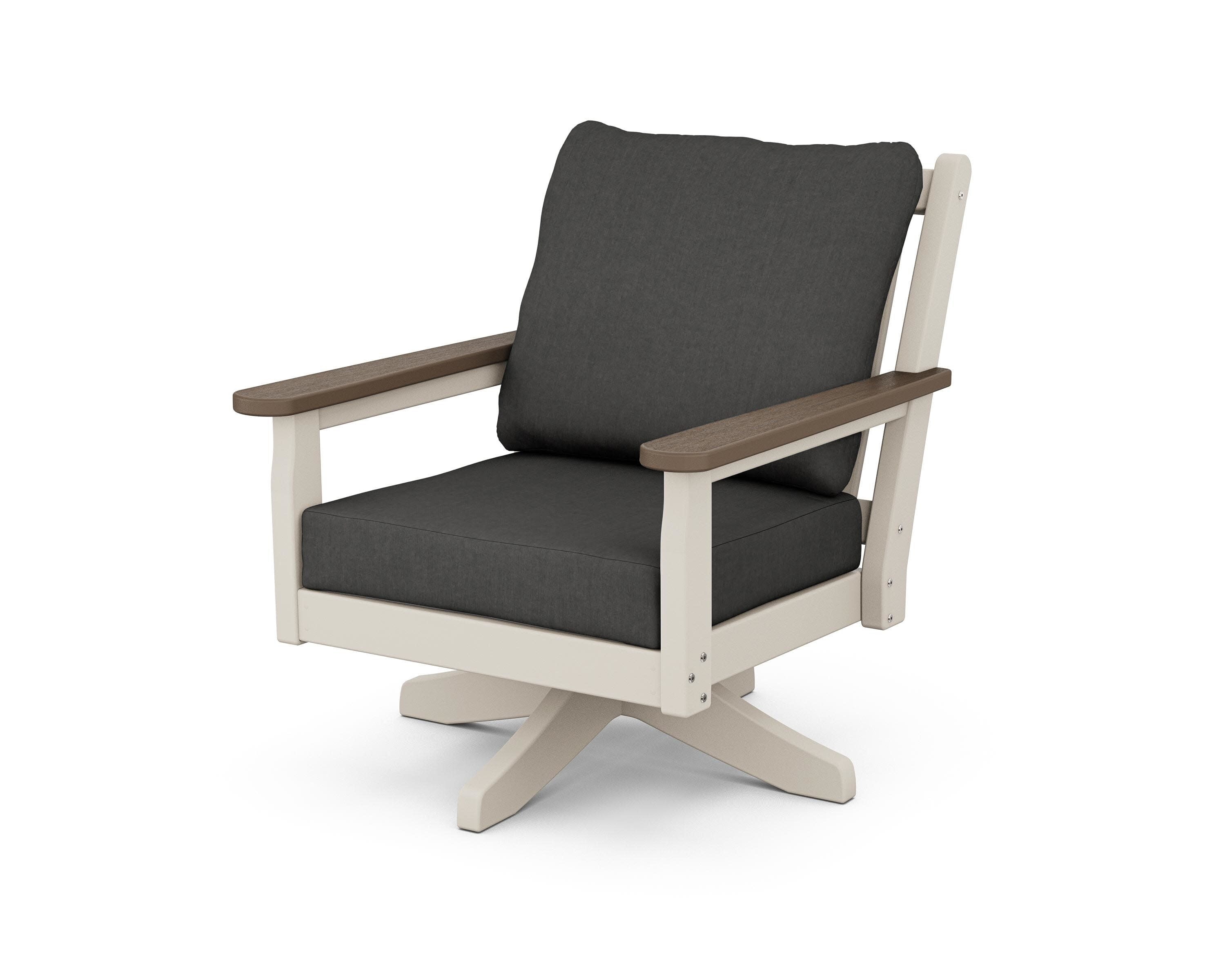 Chippendale Deep Seating Swivel Chair in Sand / Kona / Spectrum Carbon