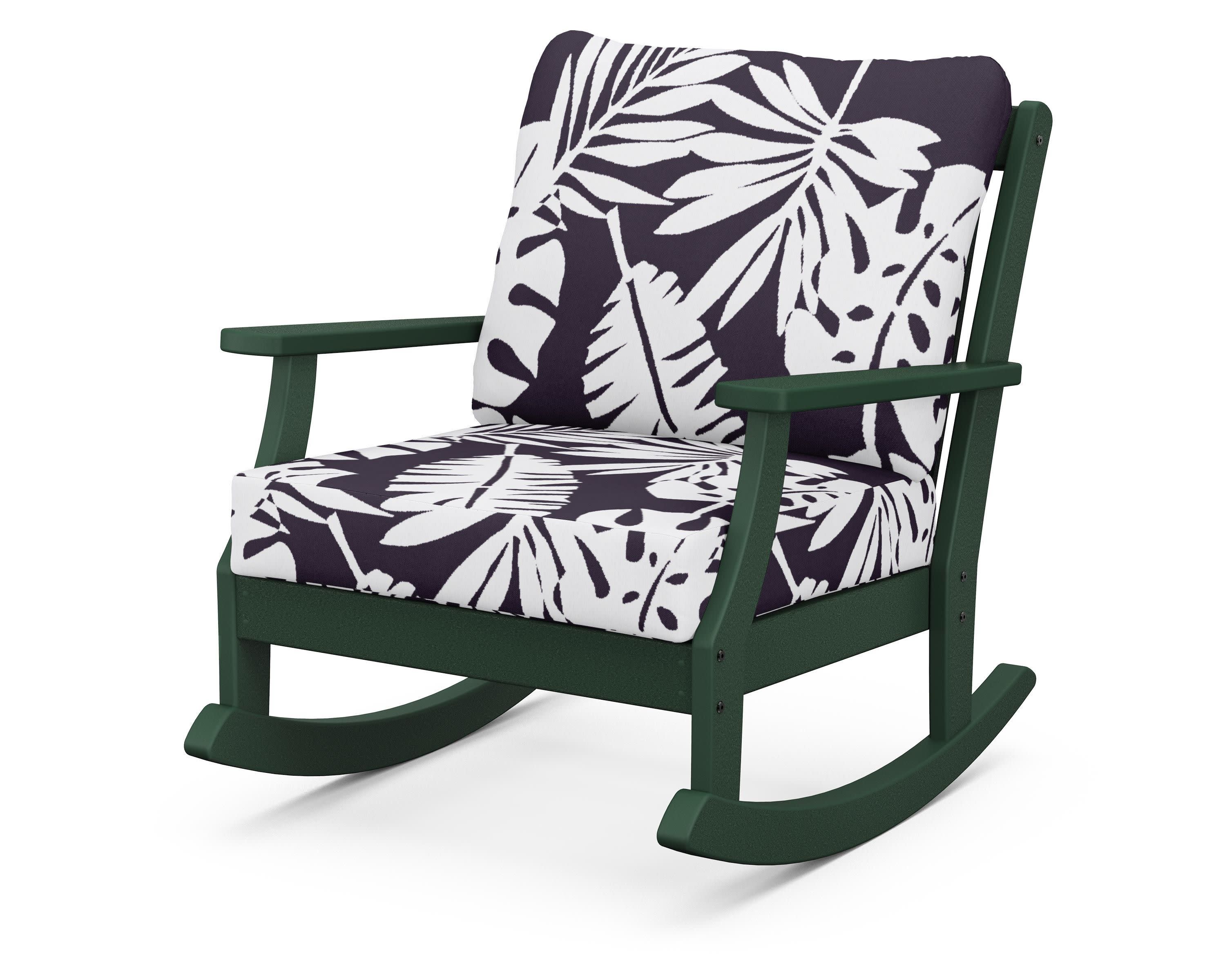 Braxton Deep Seating Rocking Chair in Green / Leaf Navy