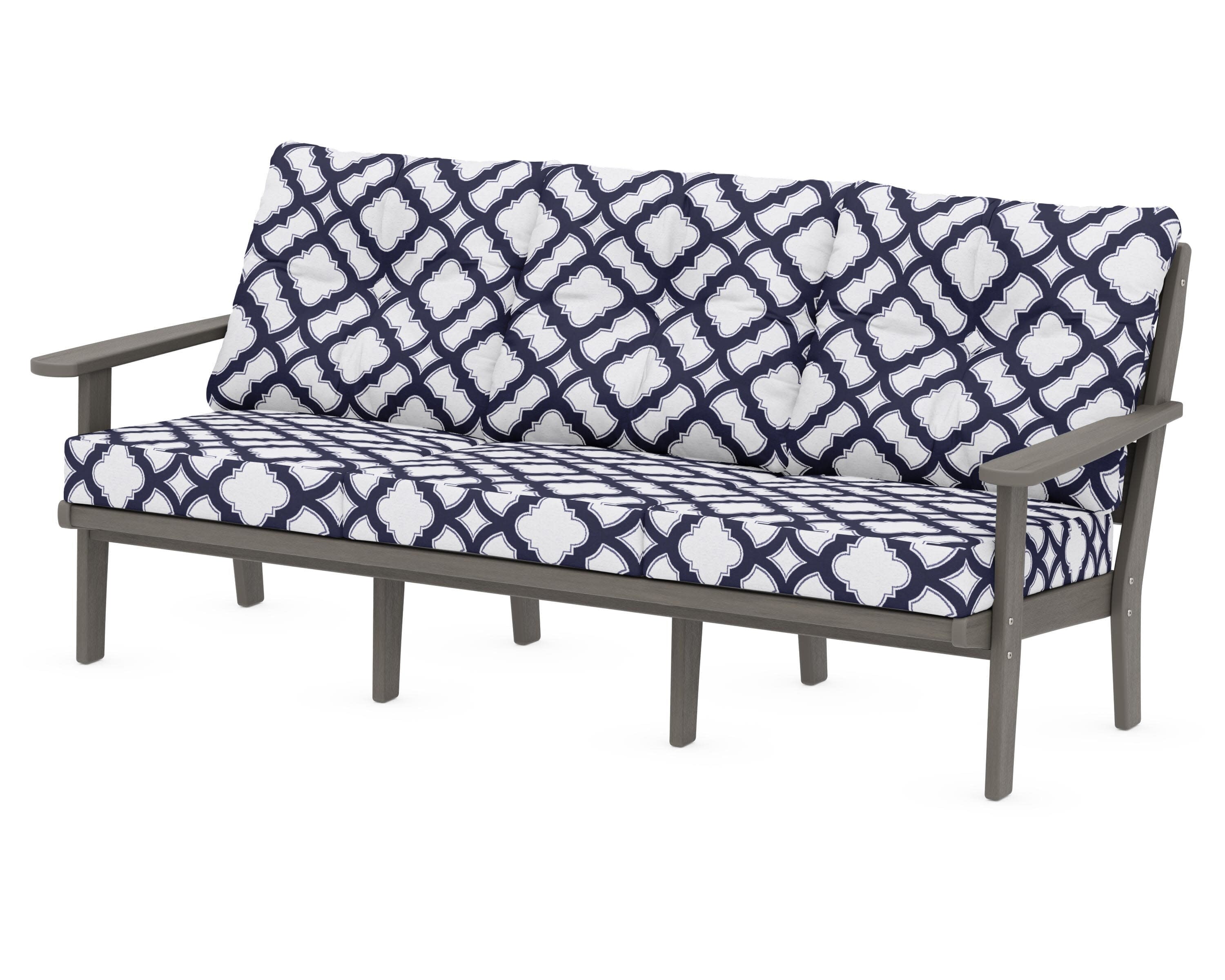 Lakeside Deep Seating Sofa in Driftwood / Trellis Navy