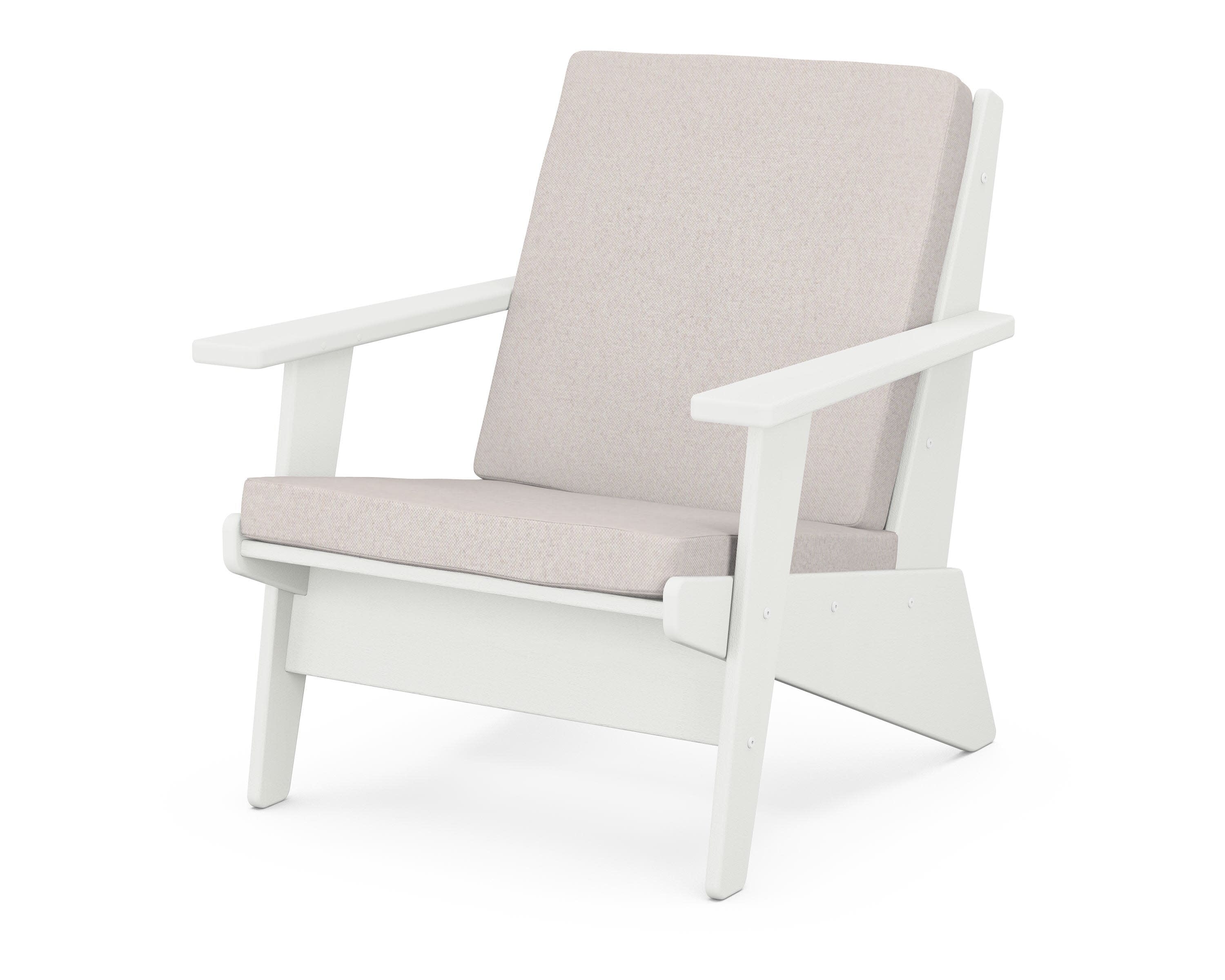 Riviera Modern Lounge Chair in Vintage White / Dune Burlap