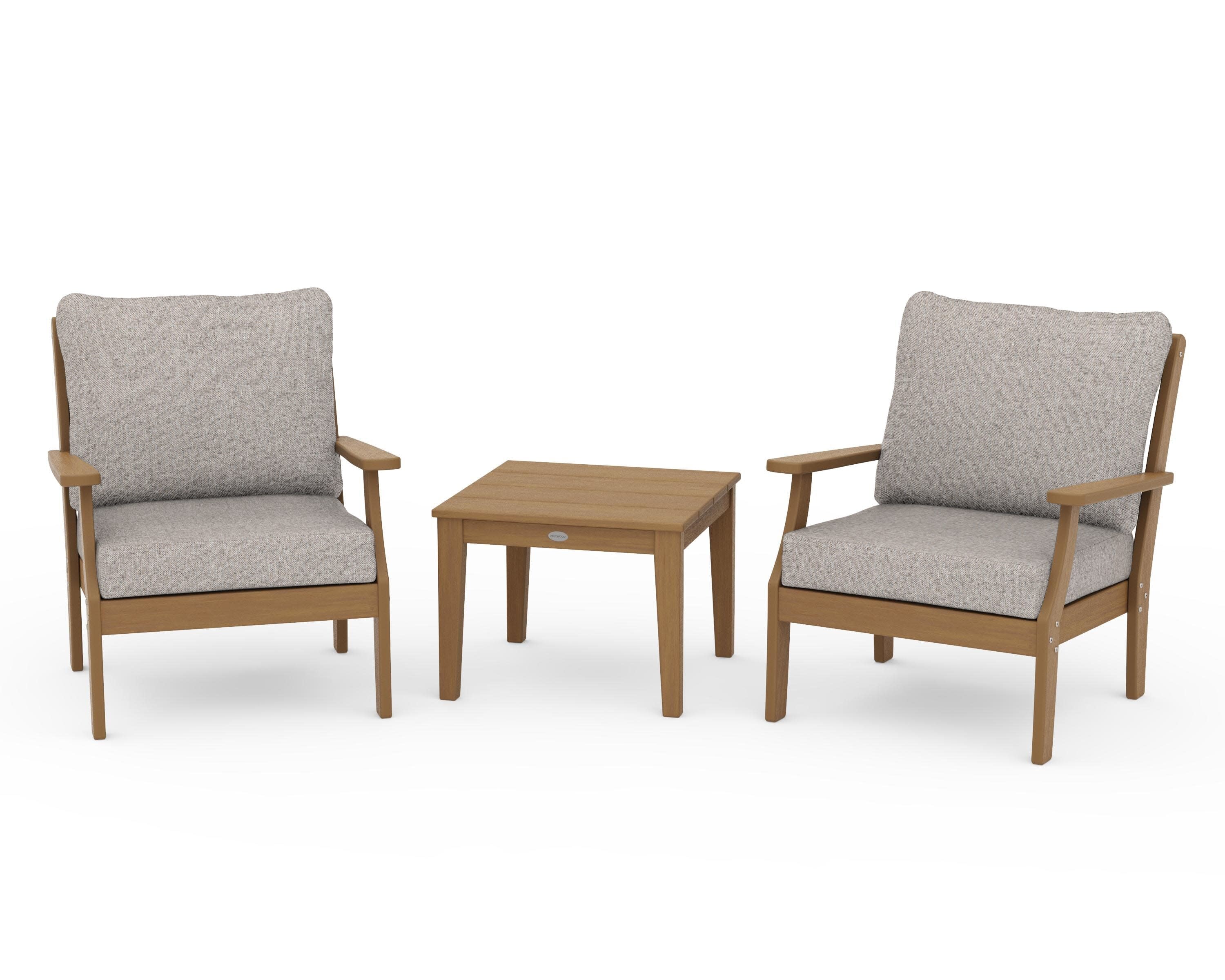 Braxton 3-Piece Deep Seating Set in Natural / Weathered Tweed
