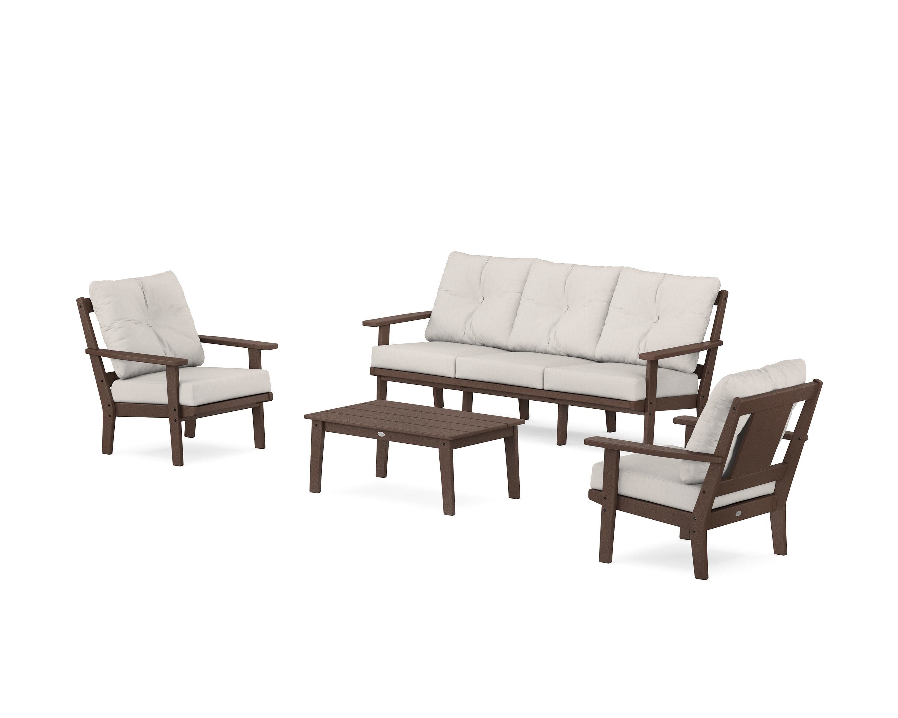 Prairie 4-Piece Deep Seating Set with Sofa in Mahogany / Cast Ash