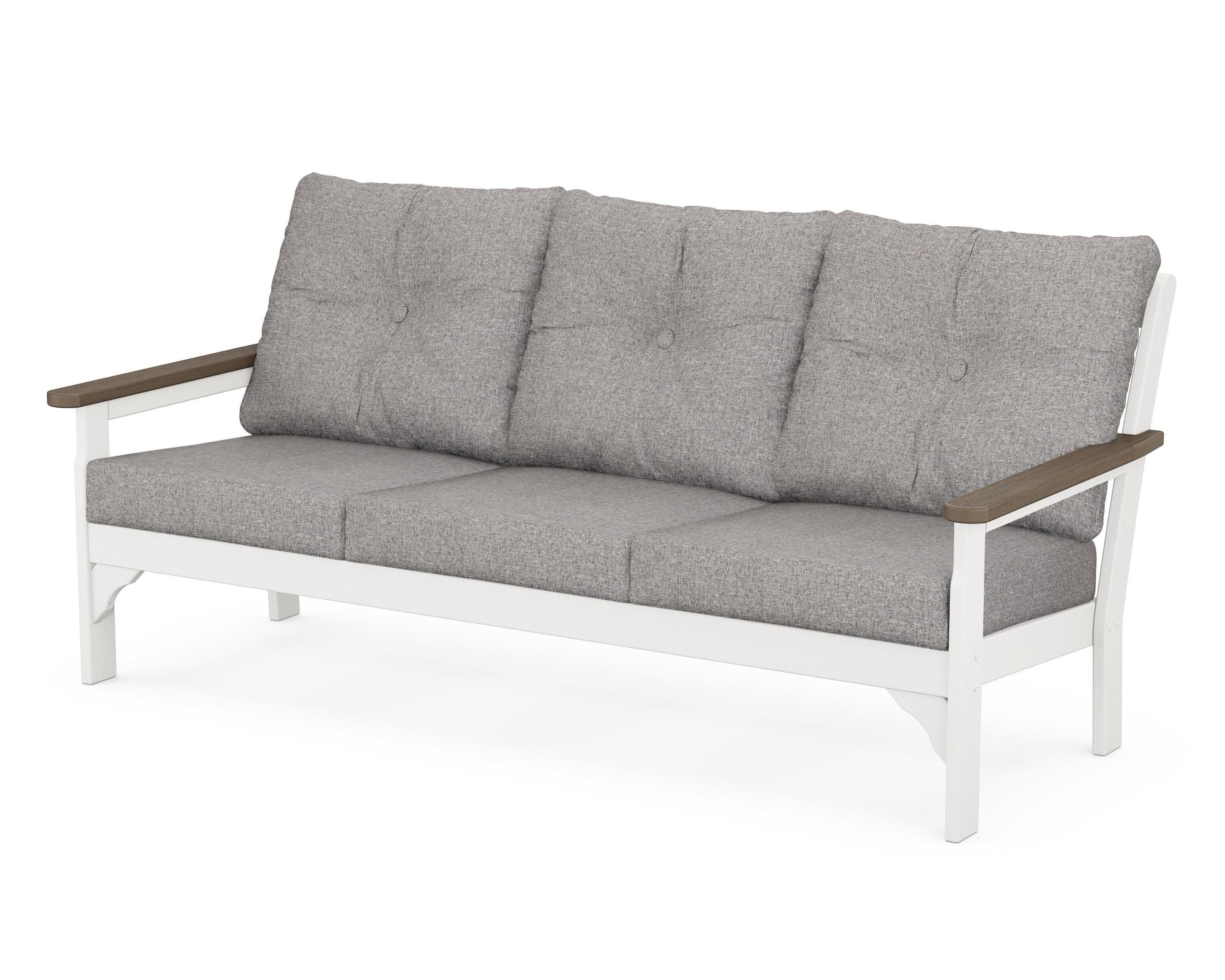 Vineyard Deep Seating Sofa in White / Kona / Grey Mist