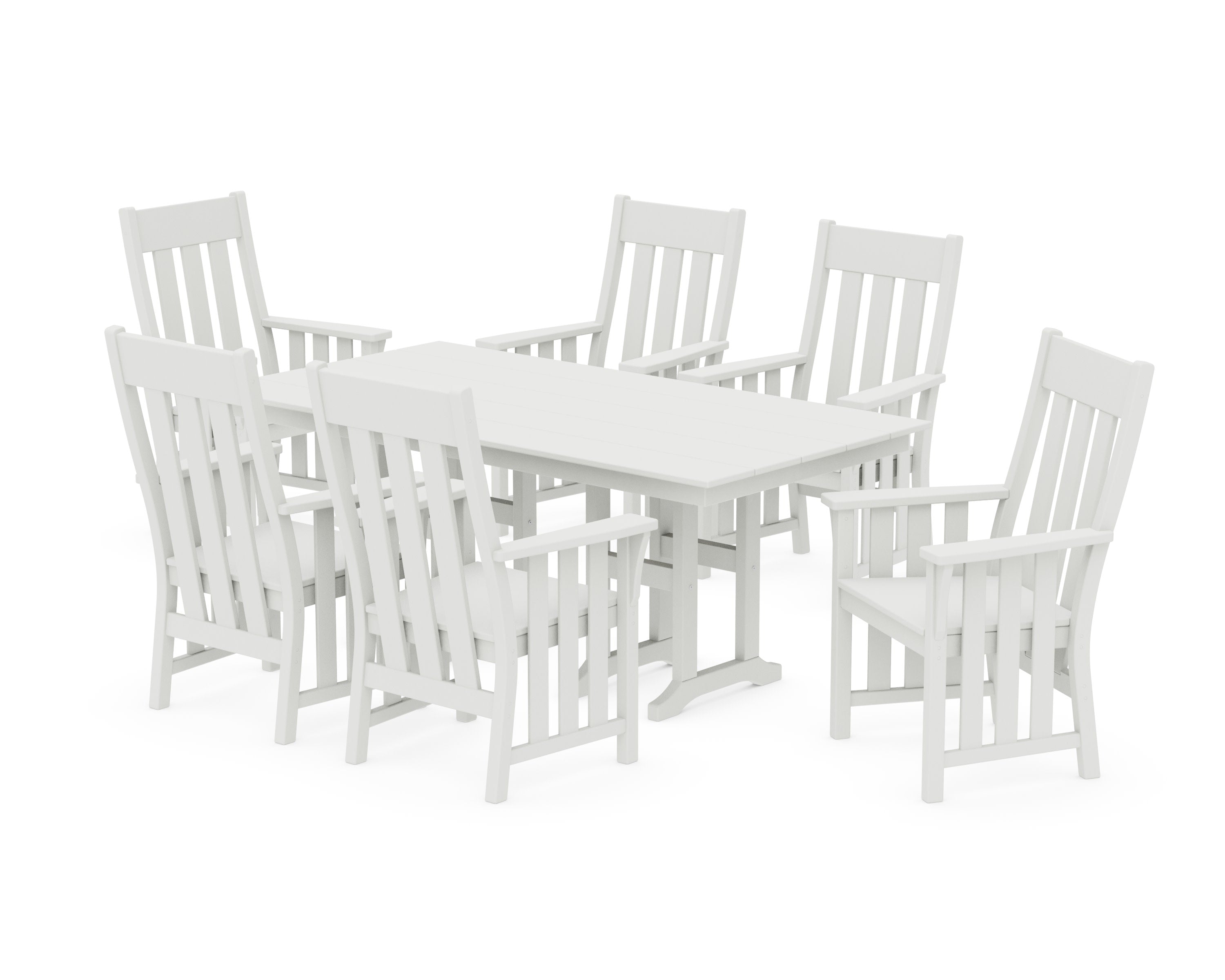 Acadia Arm Chair 7-Piece Farmhouse Dining Set in Vintage White