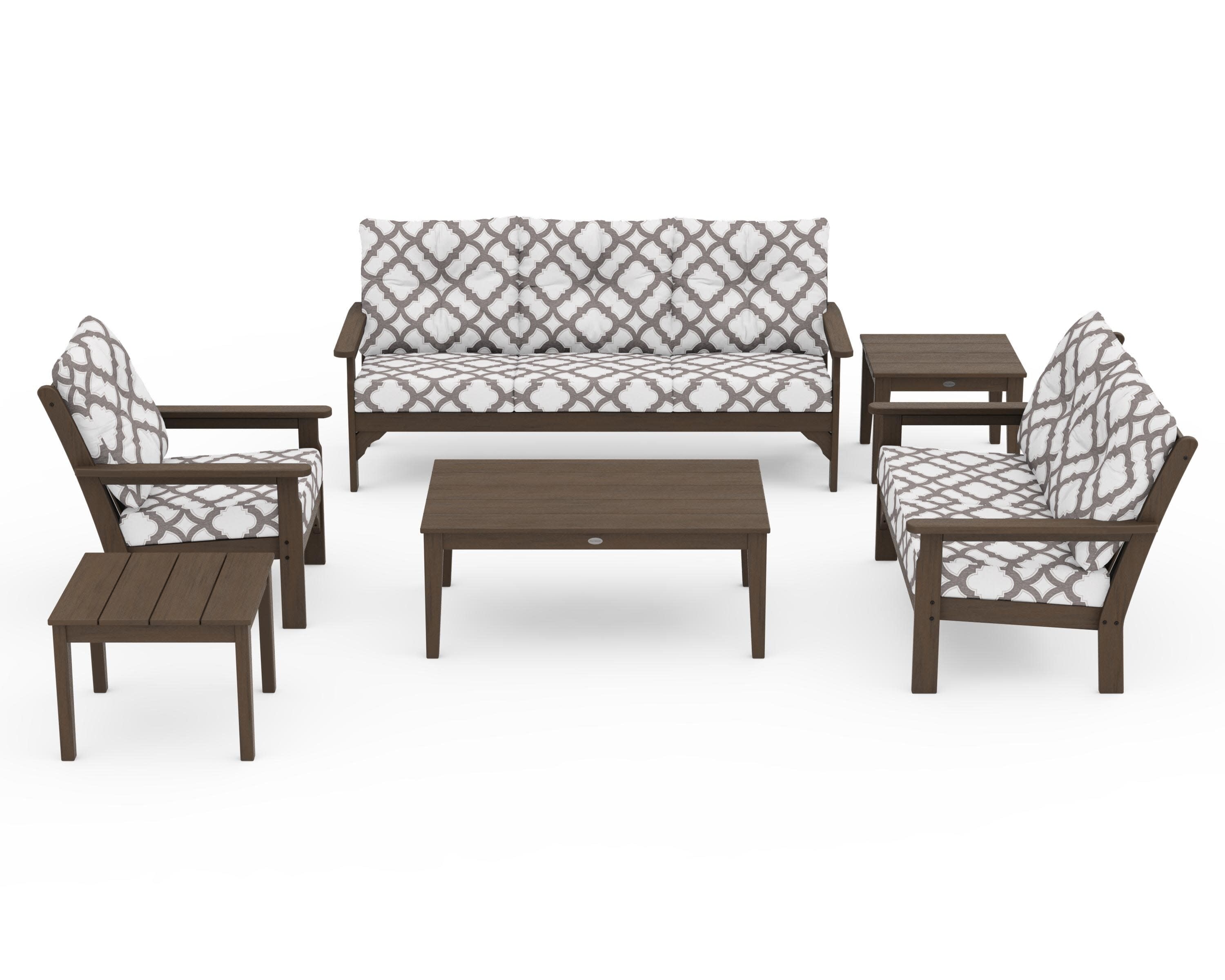 Vineyard 6-Piece Deep Seating Set in Kona / Trellis Grey Mist