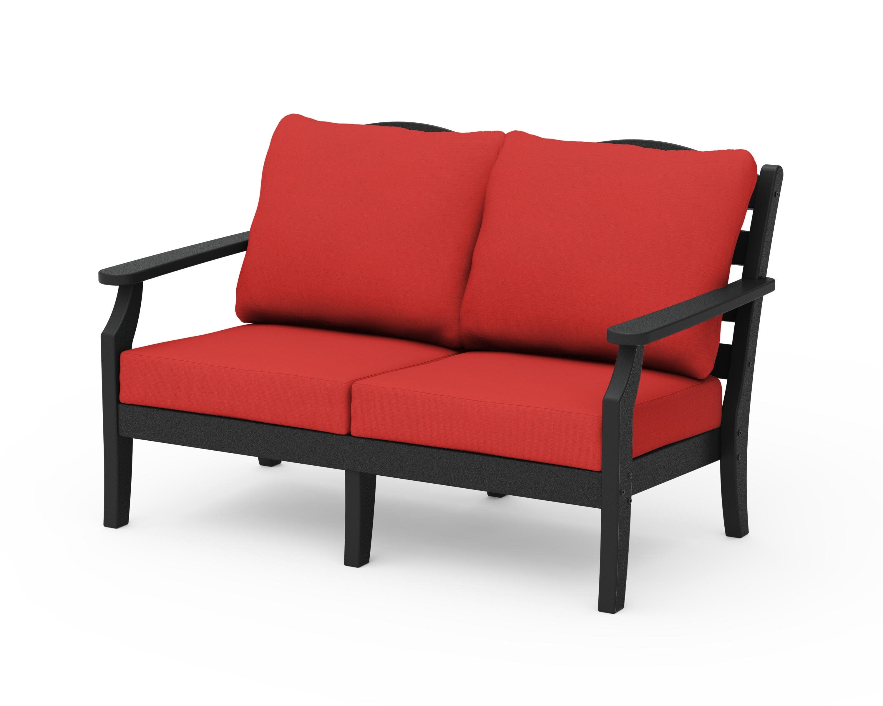 Savannah Deep Seating Loveseat in Black / Crimson Linen