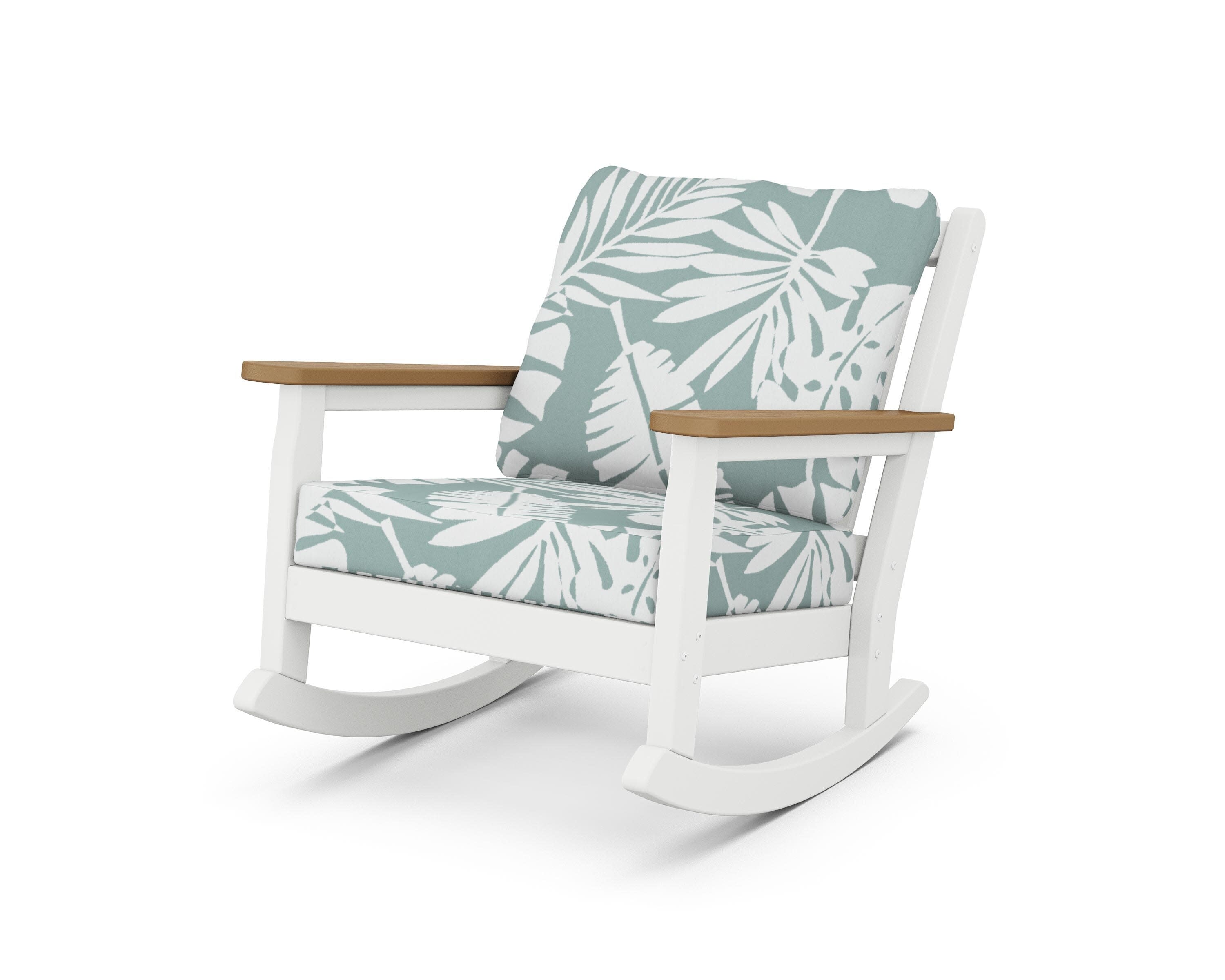 Chippendale Deep Seating Rocking Chair in White / Natural / Leaf Glacier Spa