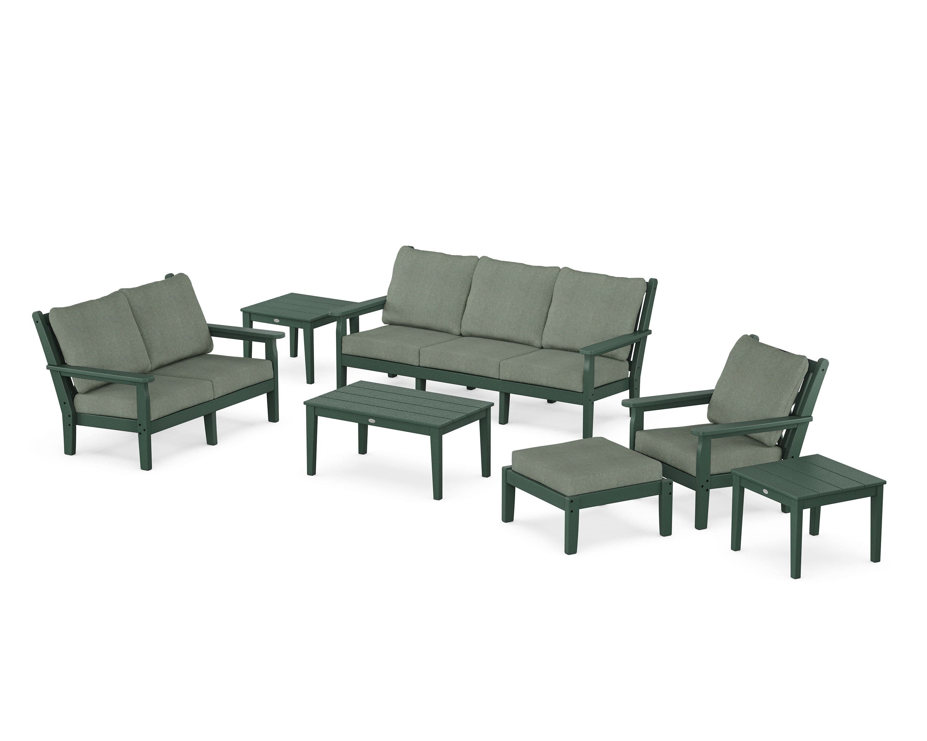 Chippendale 7-Piece Deep Seating Set in Green / Cast Sage