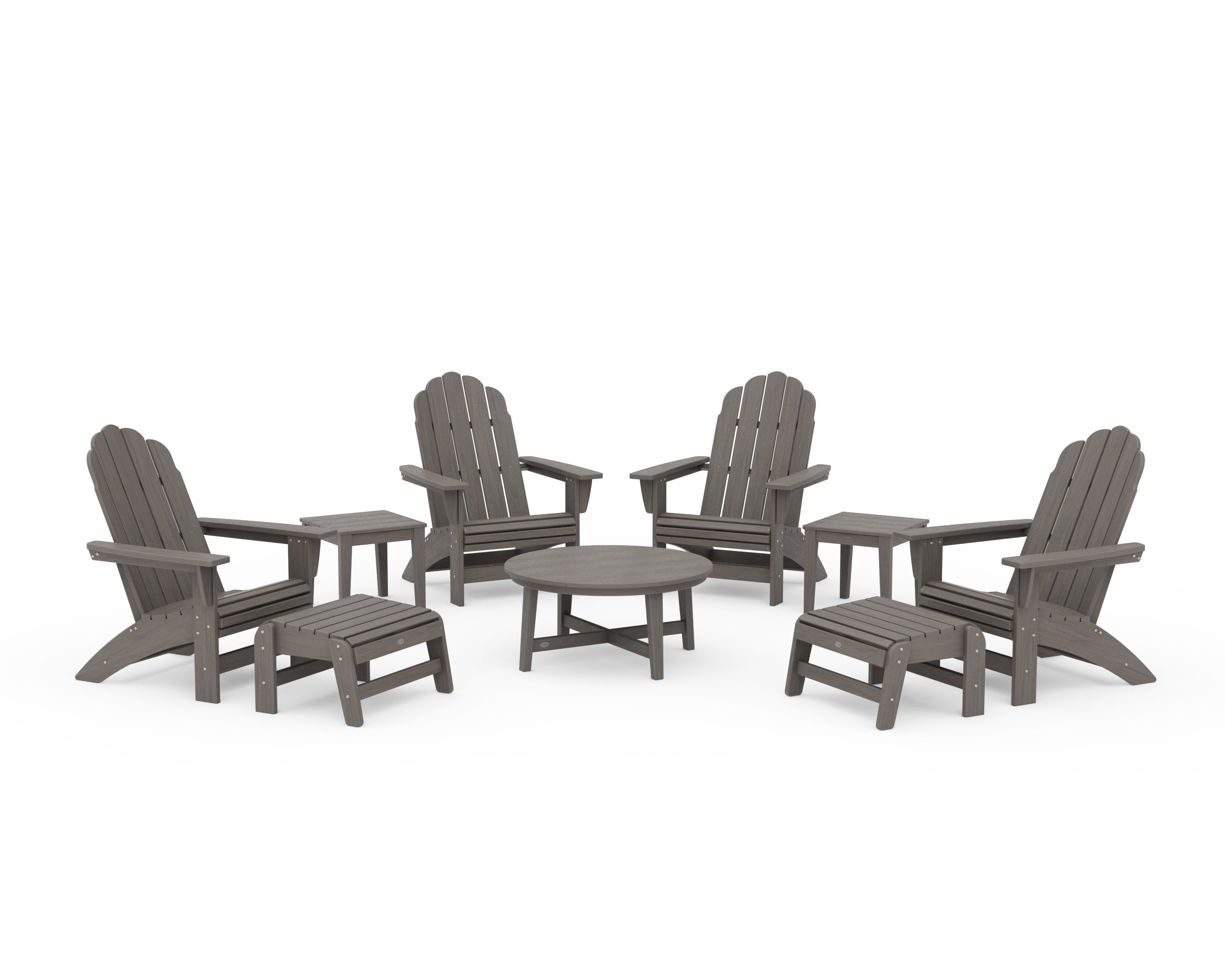 Vineyard Grand Adirondack 9-Piece Conversation Set in Driftwood