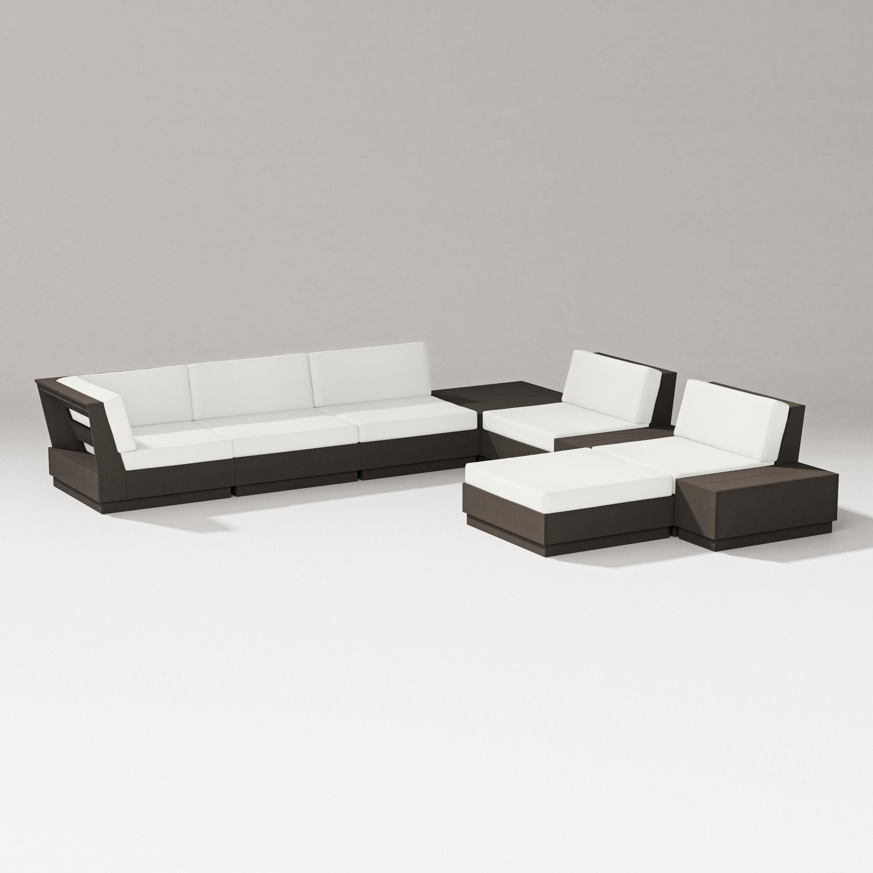 Elevate 9-Piece Conversation Sectional in Vintage Coffee / Natural Linen