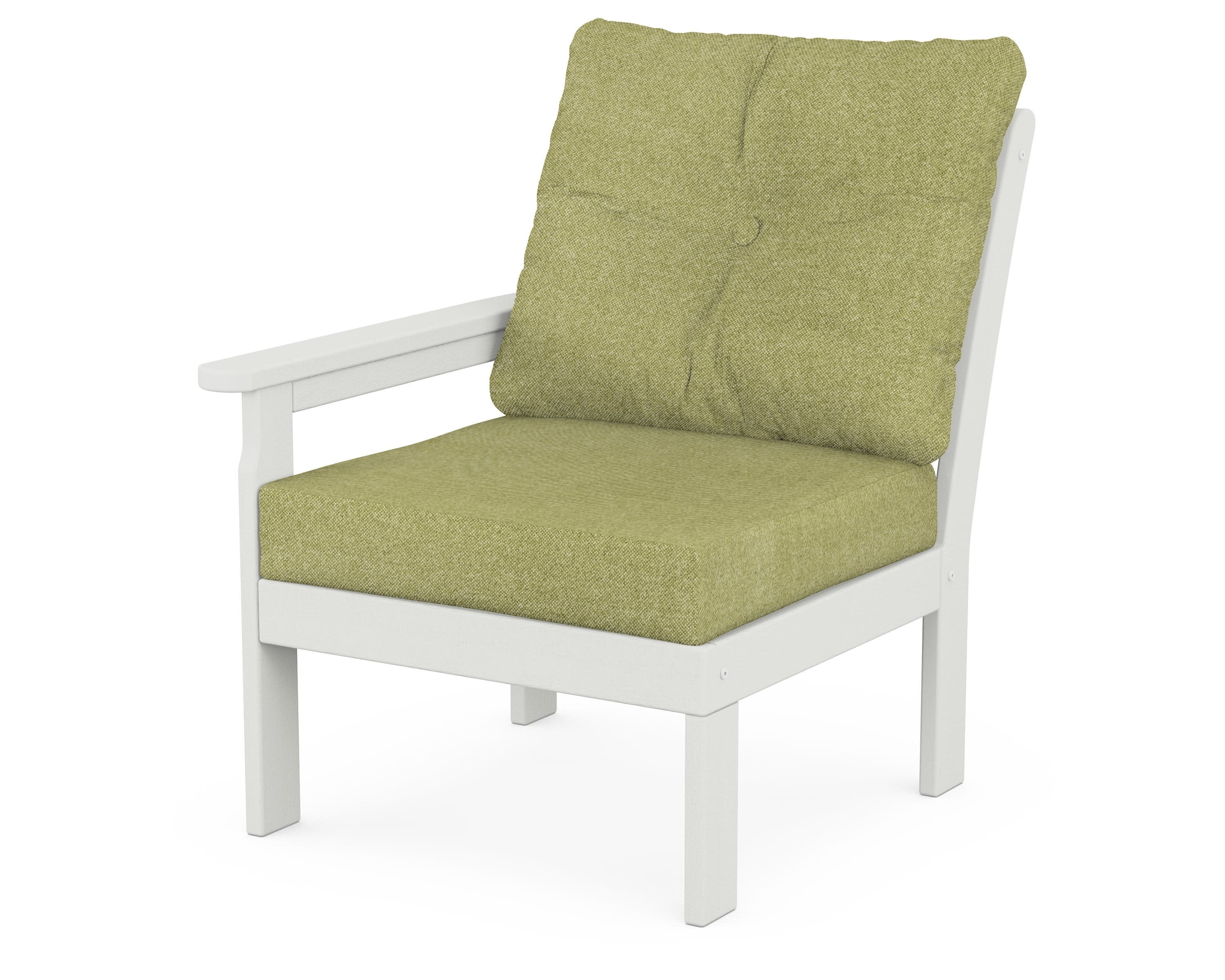 Vineyard Modular Left Arm Chair in Vintage White / Chartreuse Boucle