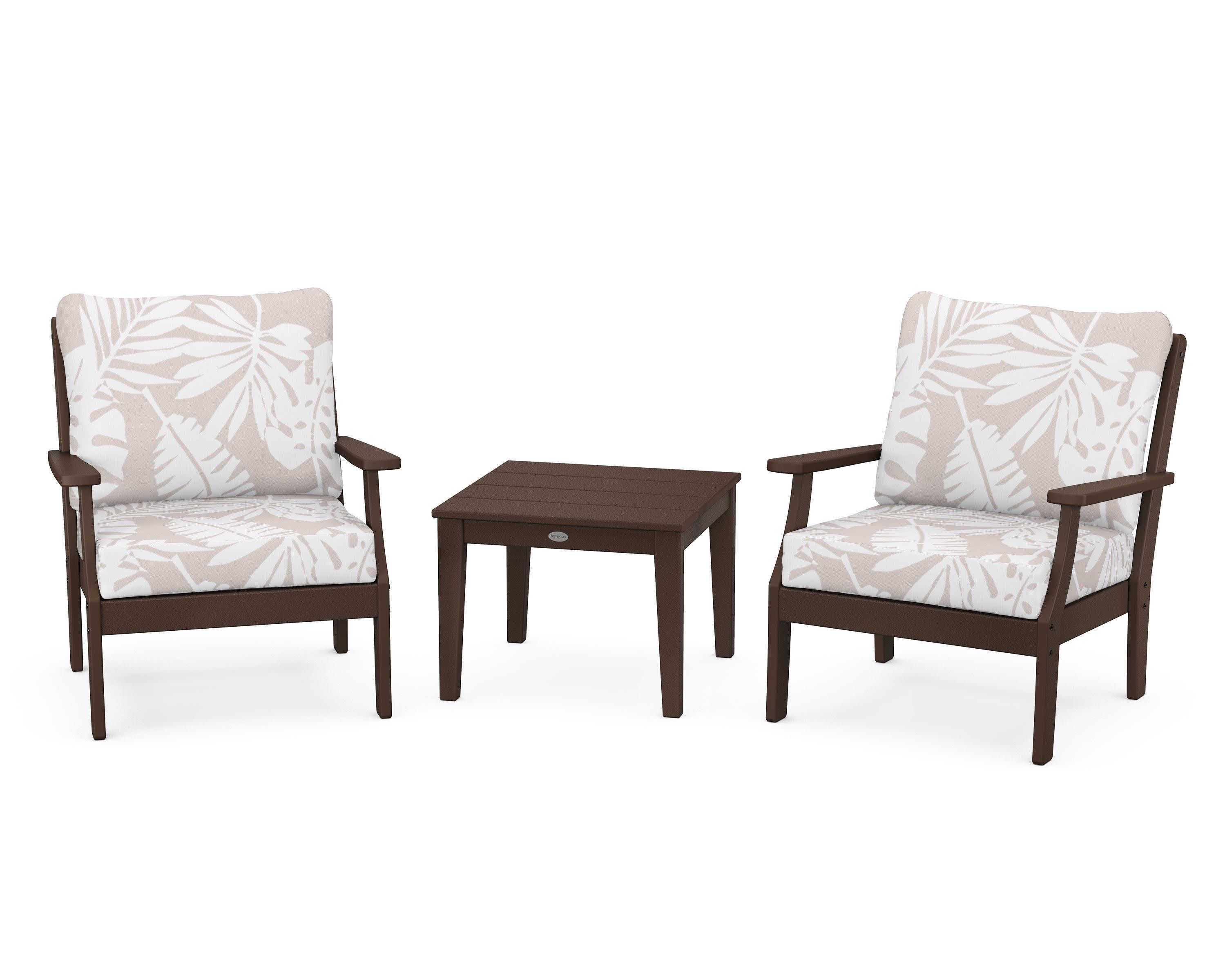 Braxton 3-Piece Deep Seating Set in Mahogany / Leaf Dune Burlap