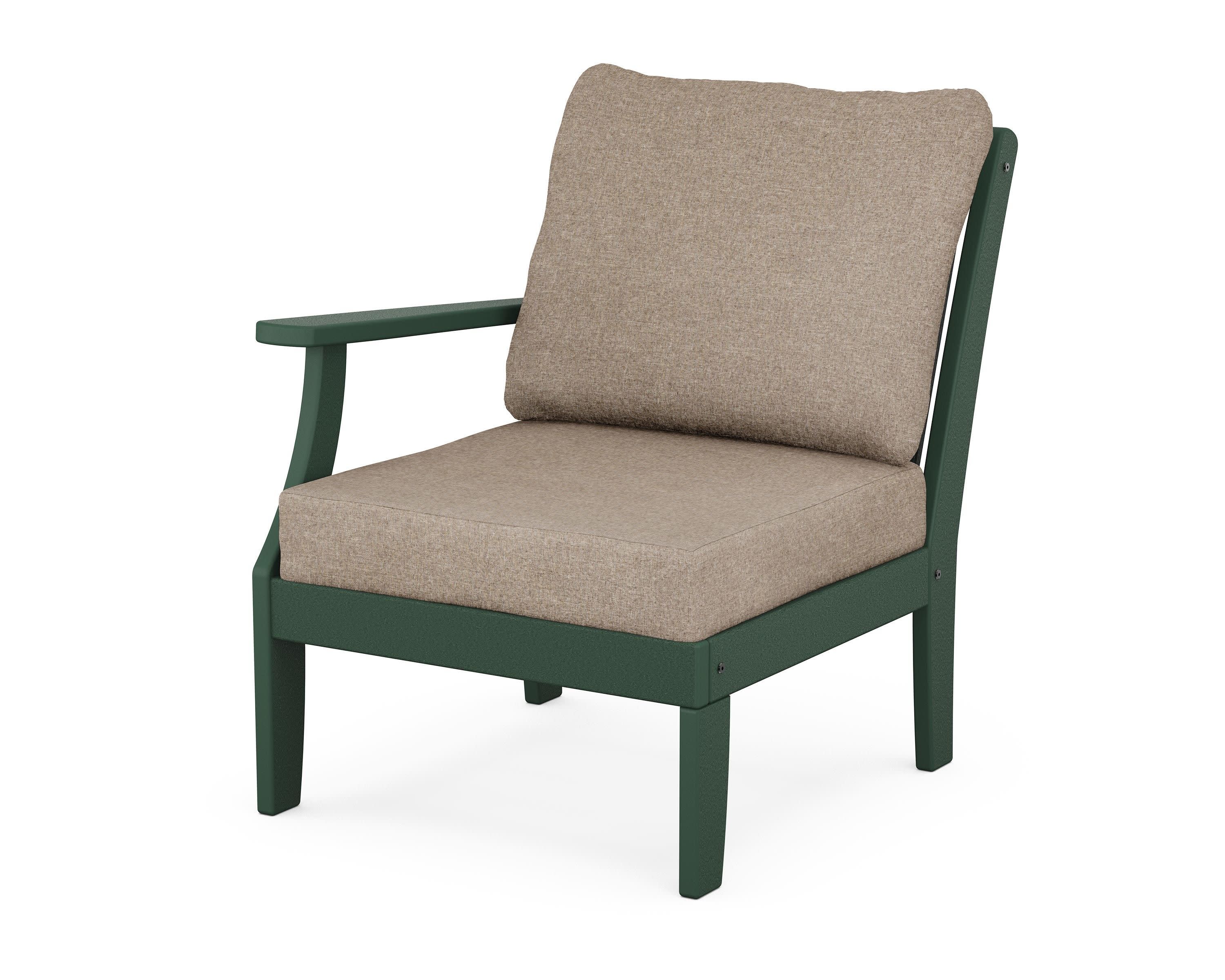 Braxton Modular Left Arm Chair in Green / Spiced Burlap