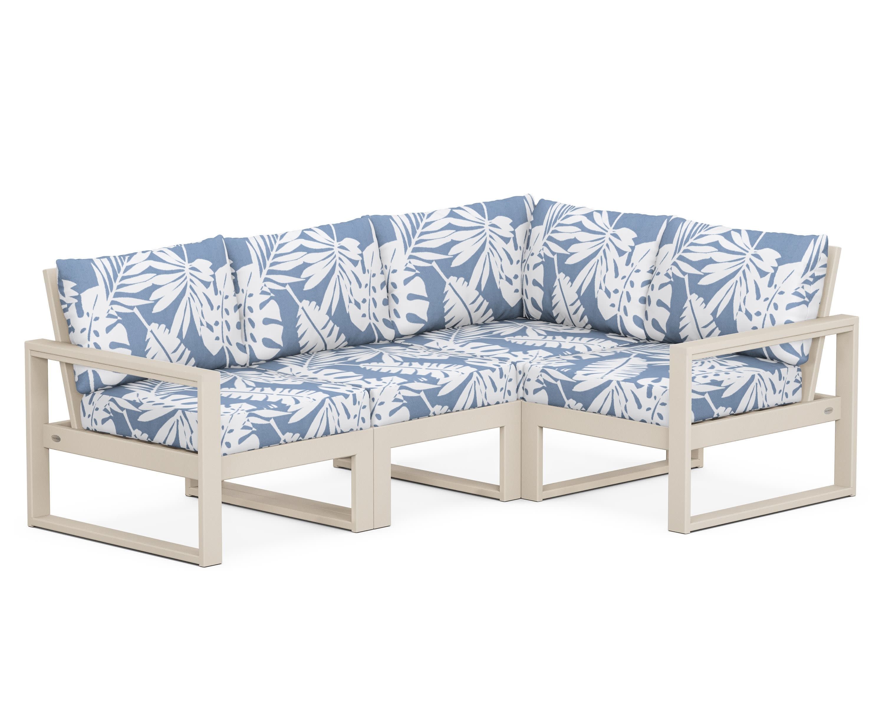 EDGE 4-Piece Modular Deep Seating Set in Sand / Leaf Sky Blue