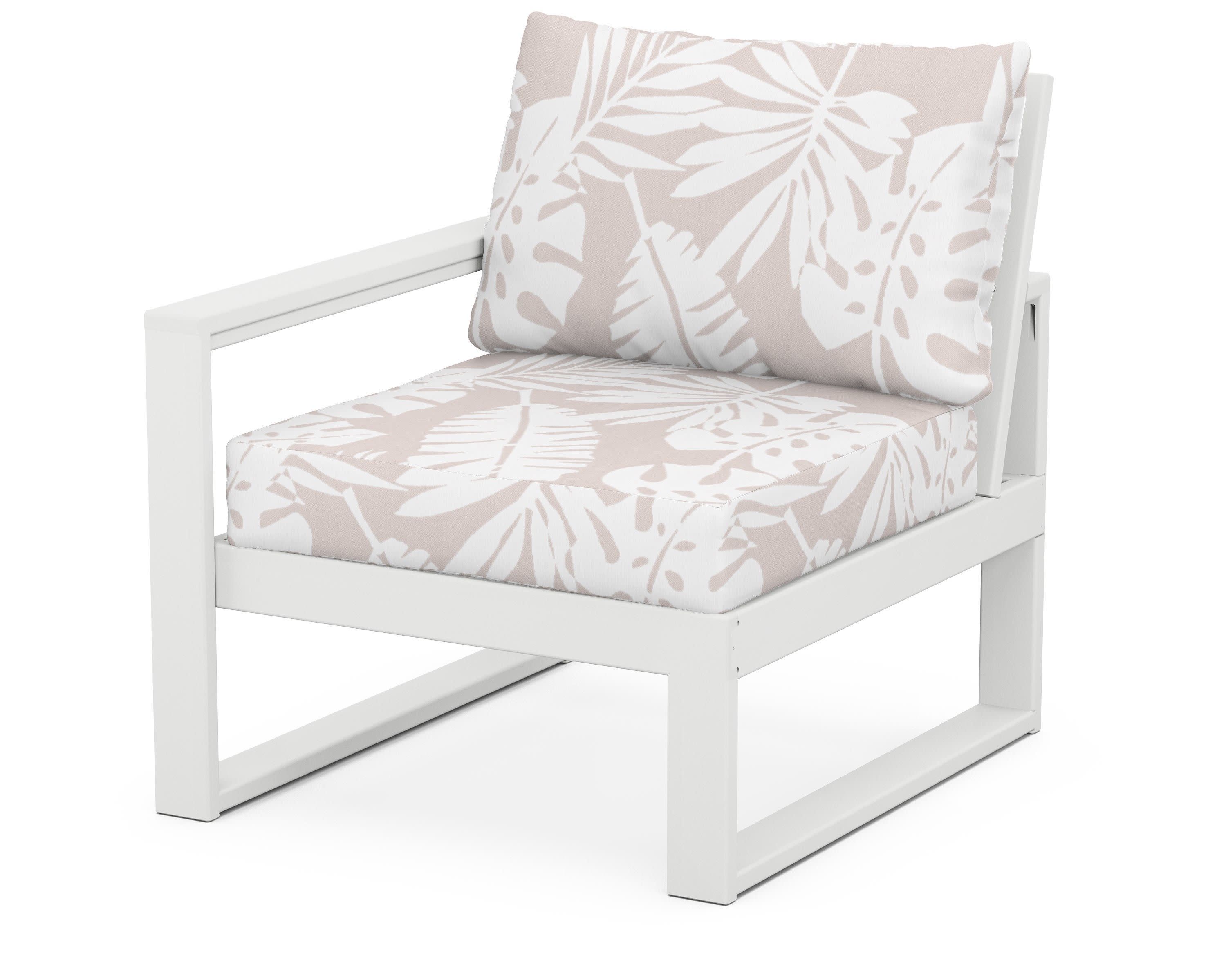 EDGE Modular Left Arm Chair in White / Leaf Dune Burlap