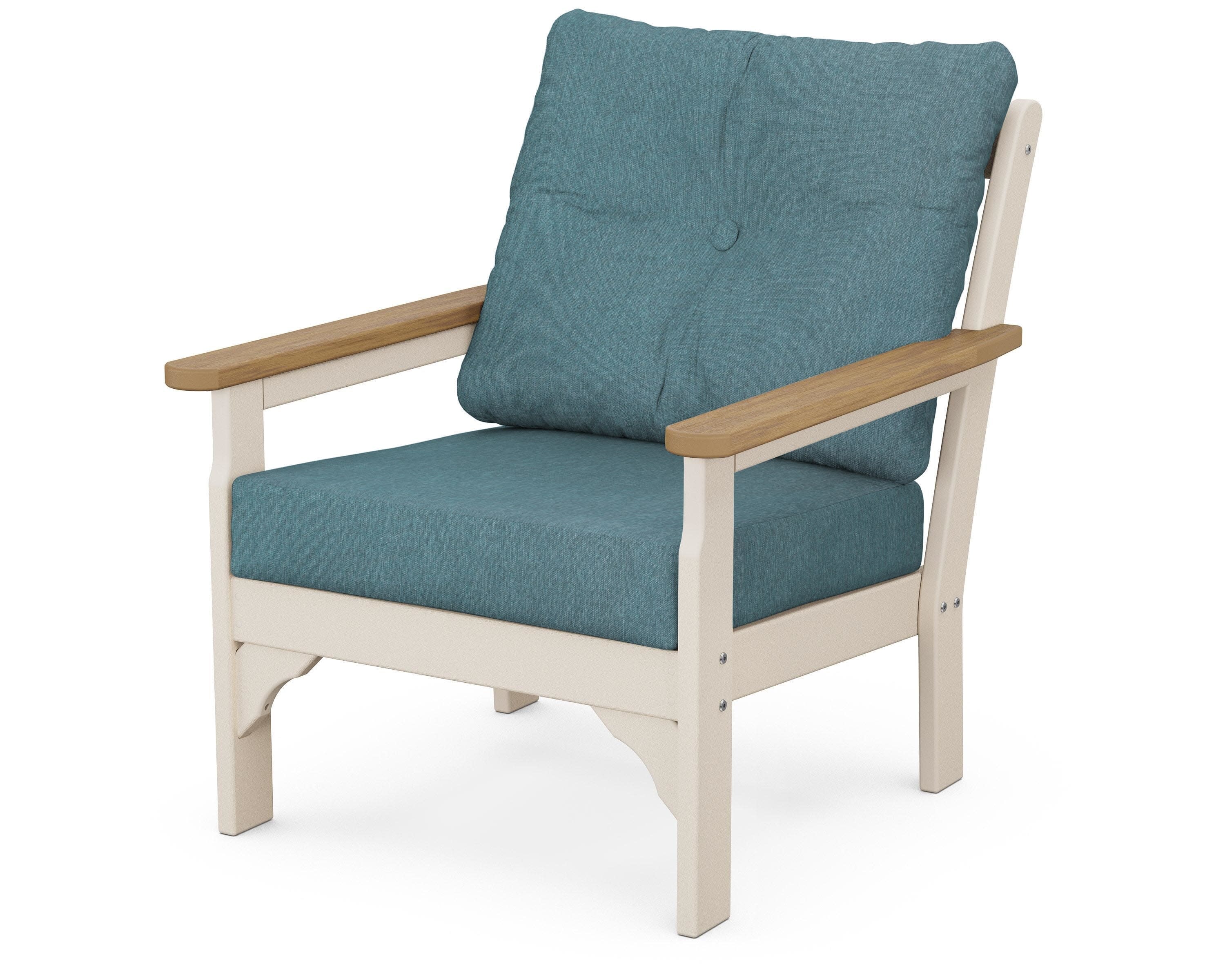 Vineyard Deep Seating Chair in Sand / Natural / Ocean Teal
