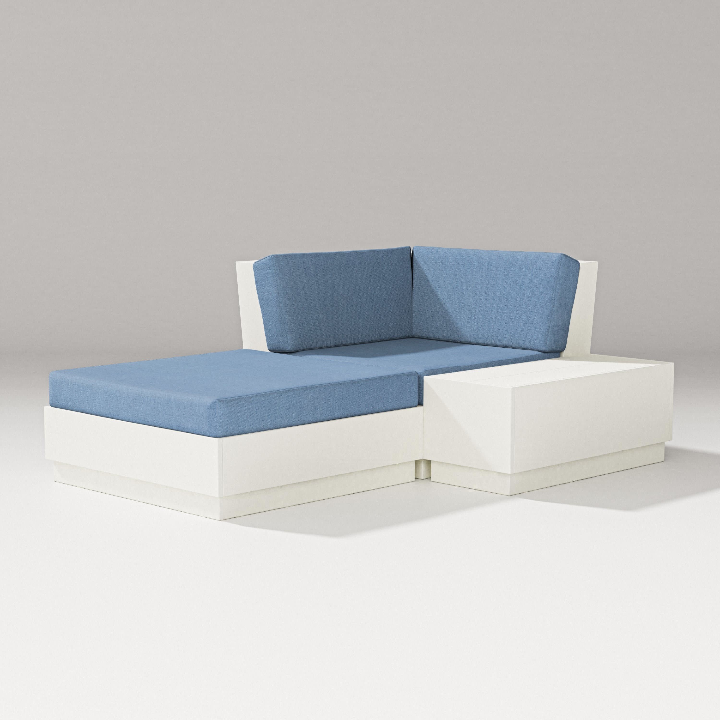 Elevate Corner Chaise in Vintage White / Sky Blue
