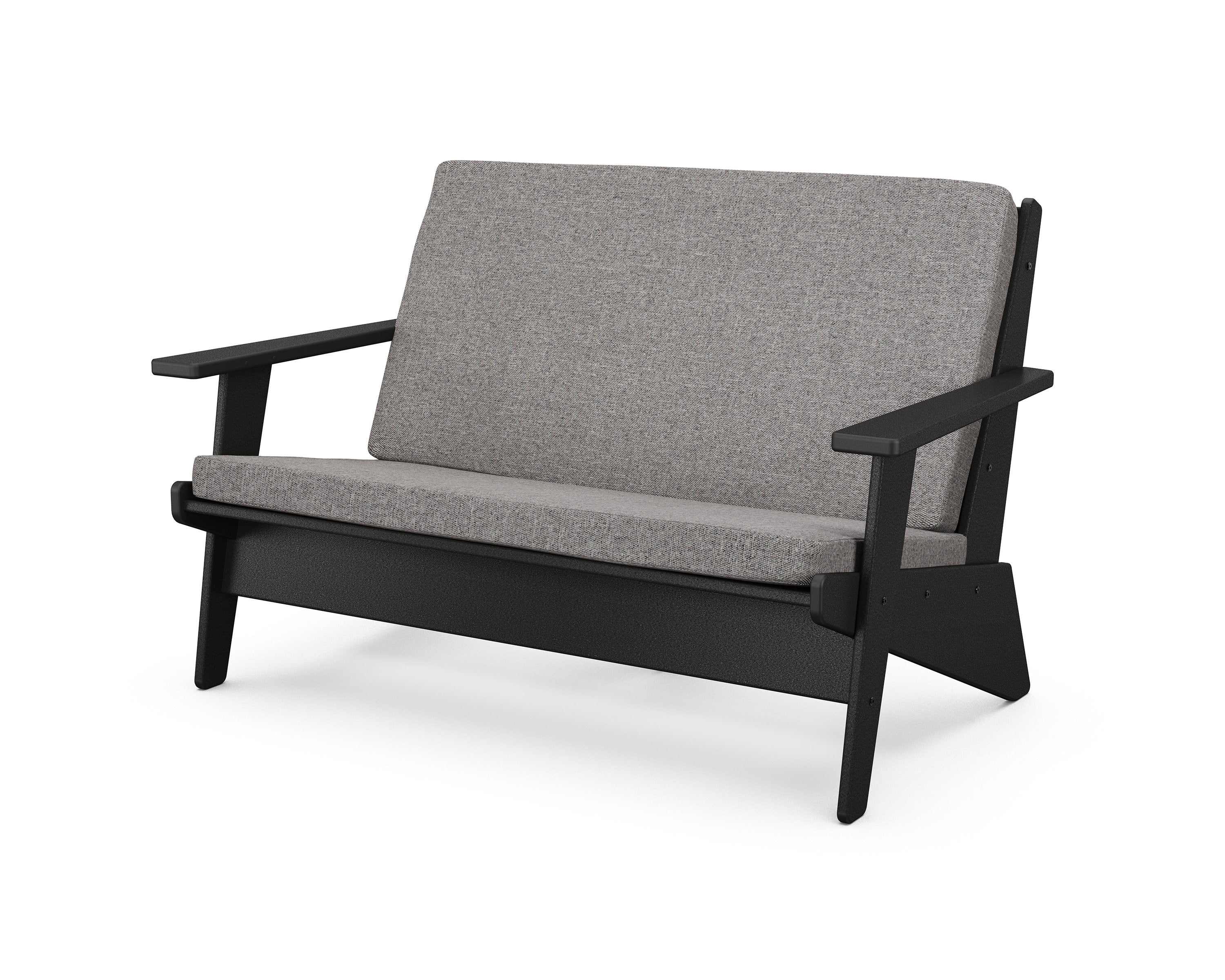 Riviera Modern Lounge Loveseat in Black / Grey Mist