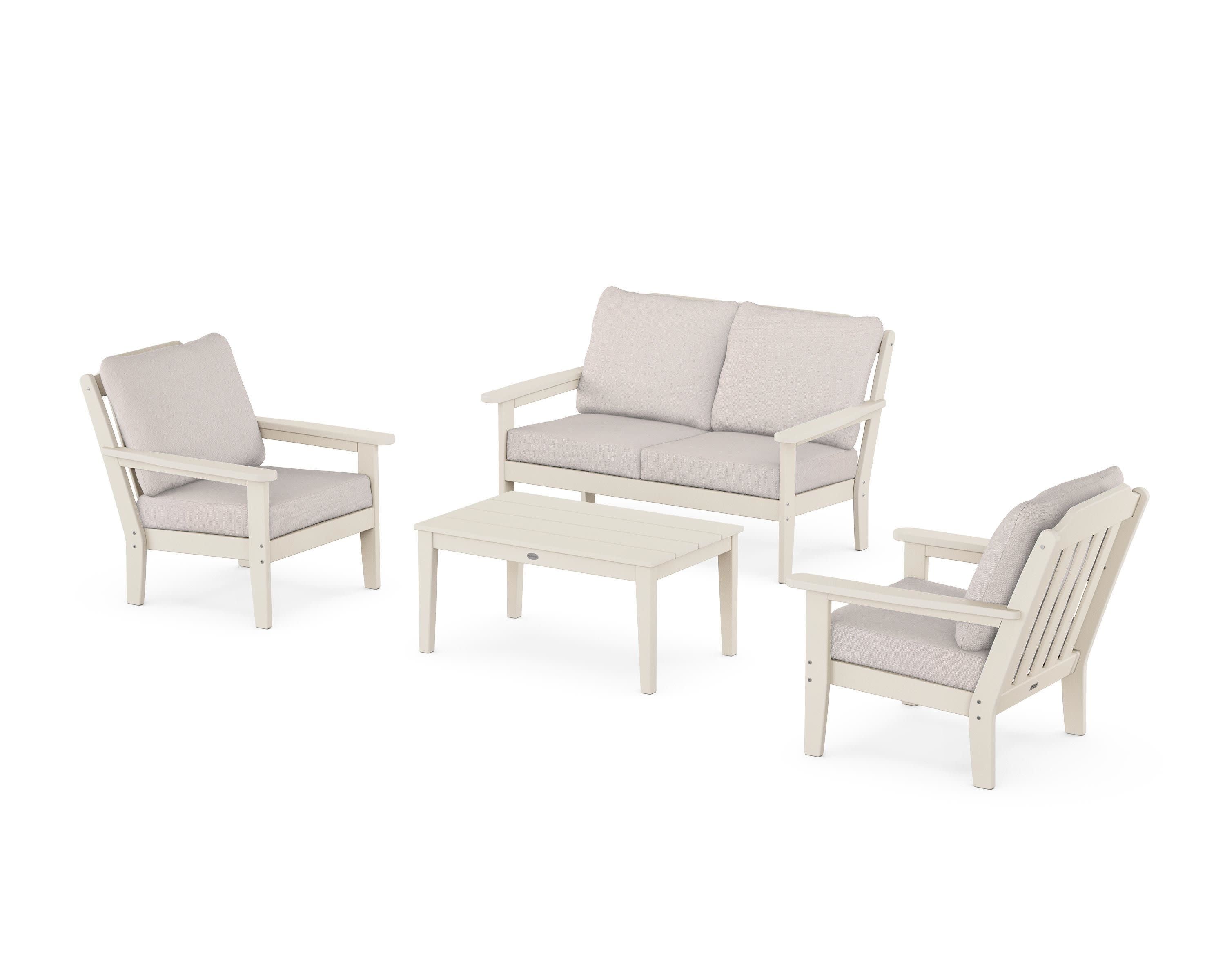 Cottage 4-Piece Deep Seating Set with Loveseat in Sand / Dune Burlap