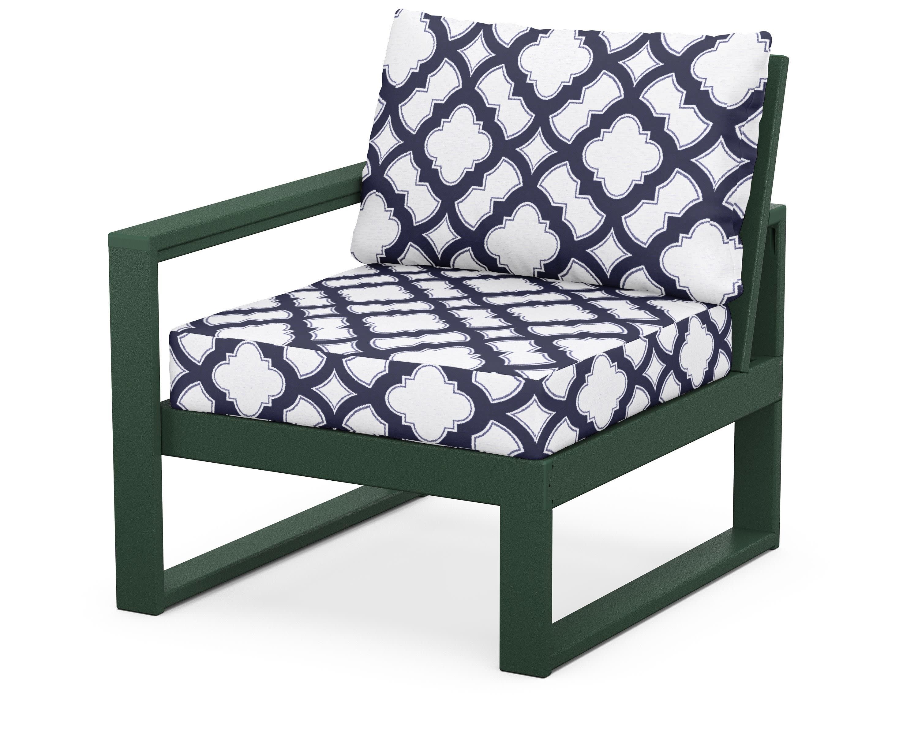 EDGE Modular Left Arm Chair in Green / Trellis Navy