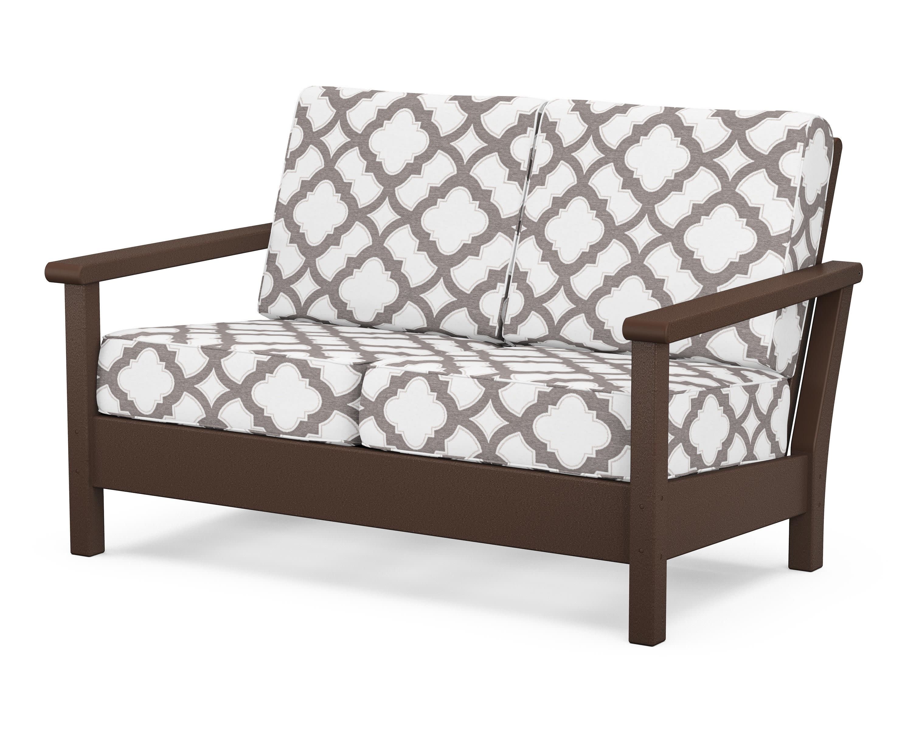 Harbour Deep Seating Loveseat in Mahogany / Trellis Grey Mist