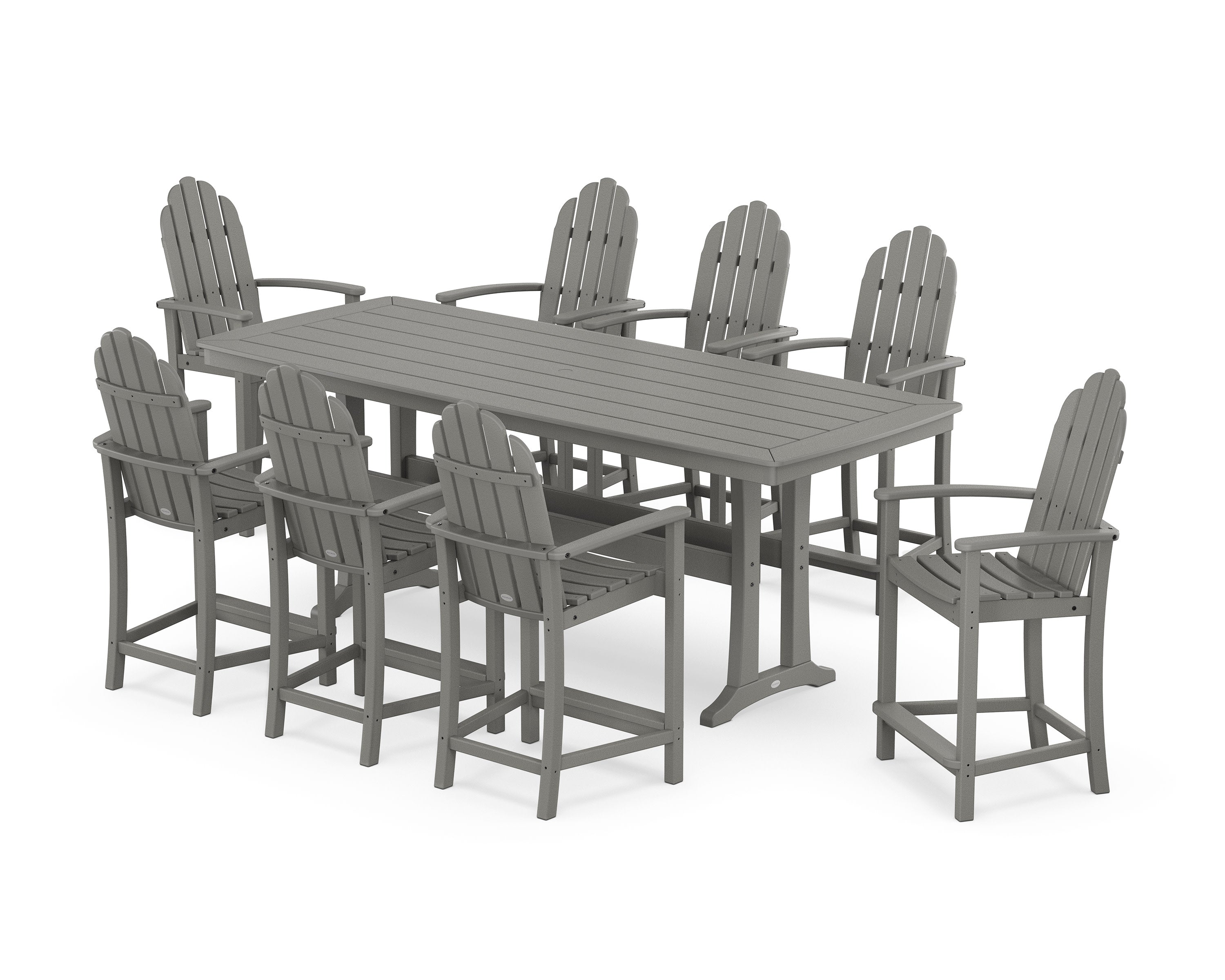 Classic Adirondack 9-Piece Counter Set with Trestle Legs in Slate Grey