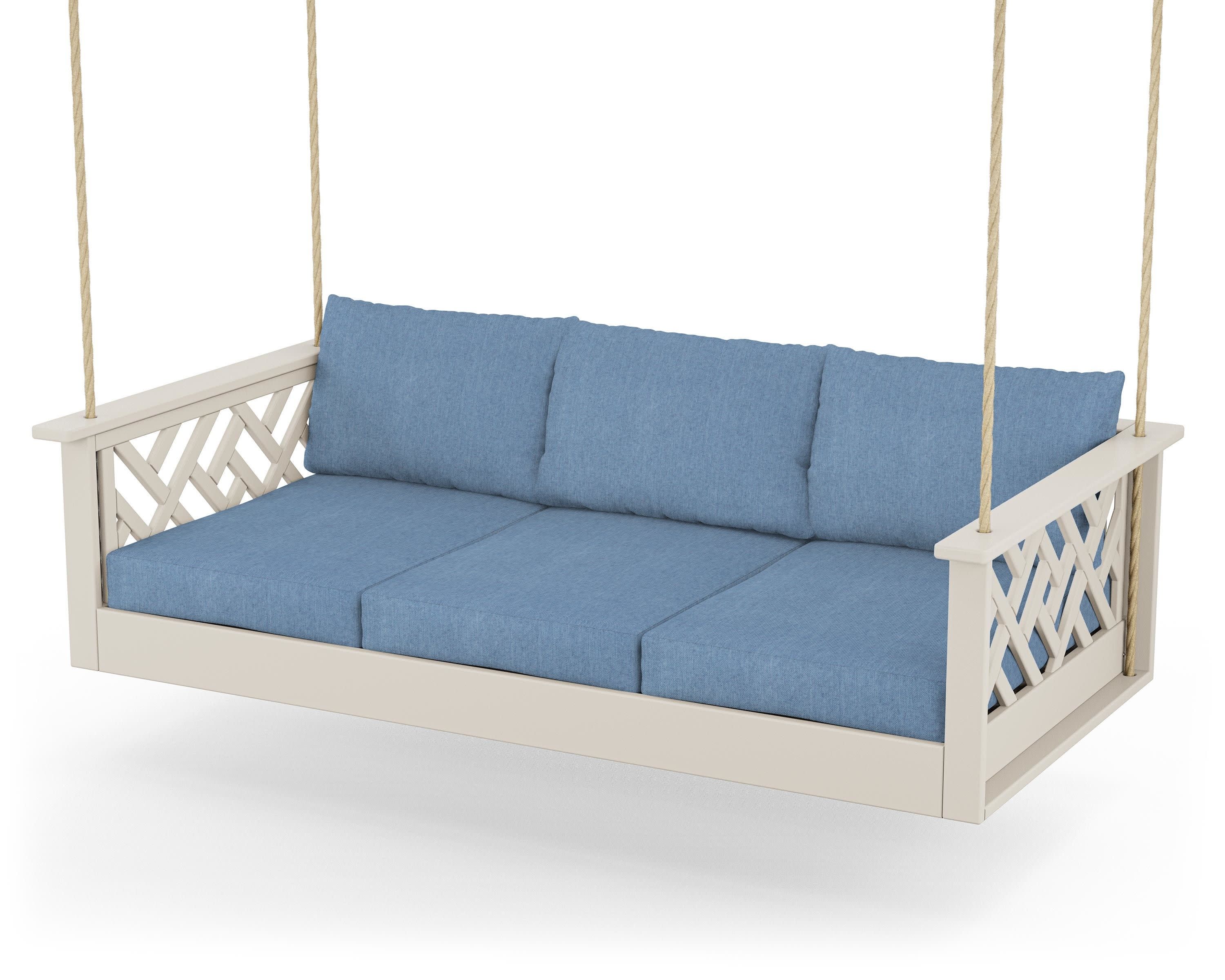 Chippendale Daybed Swing in Sand / Sky Blue