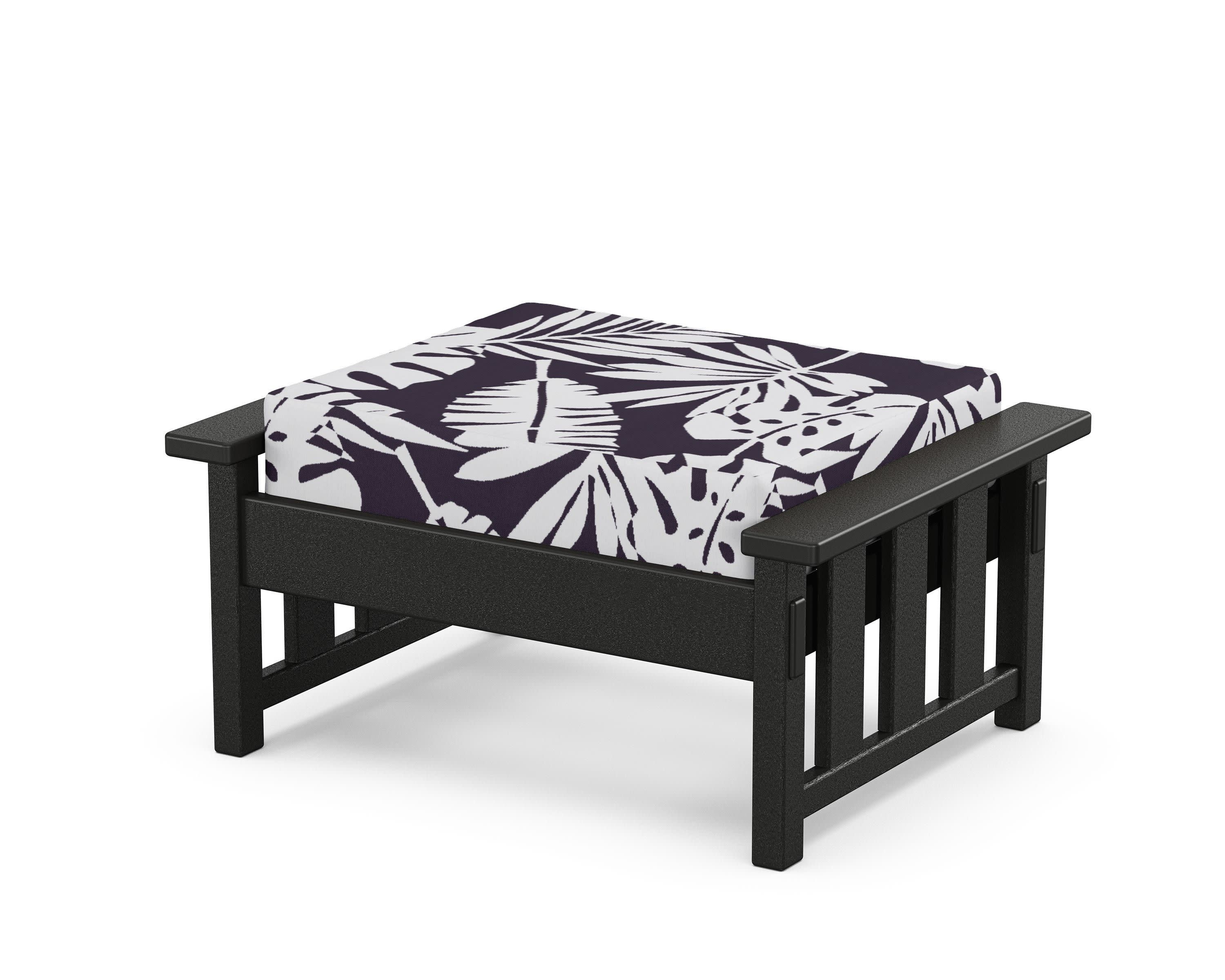 Acadia Deep Seating Ottoman in Black / Leaf Navy
