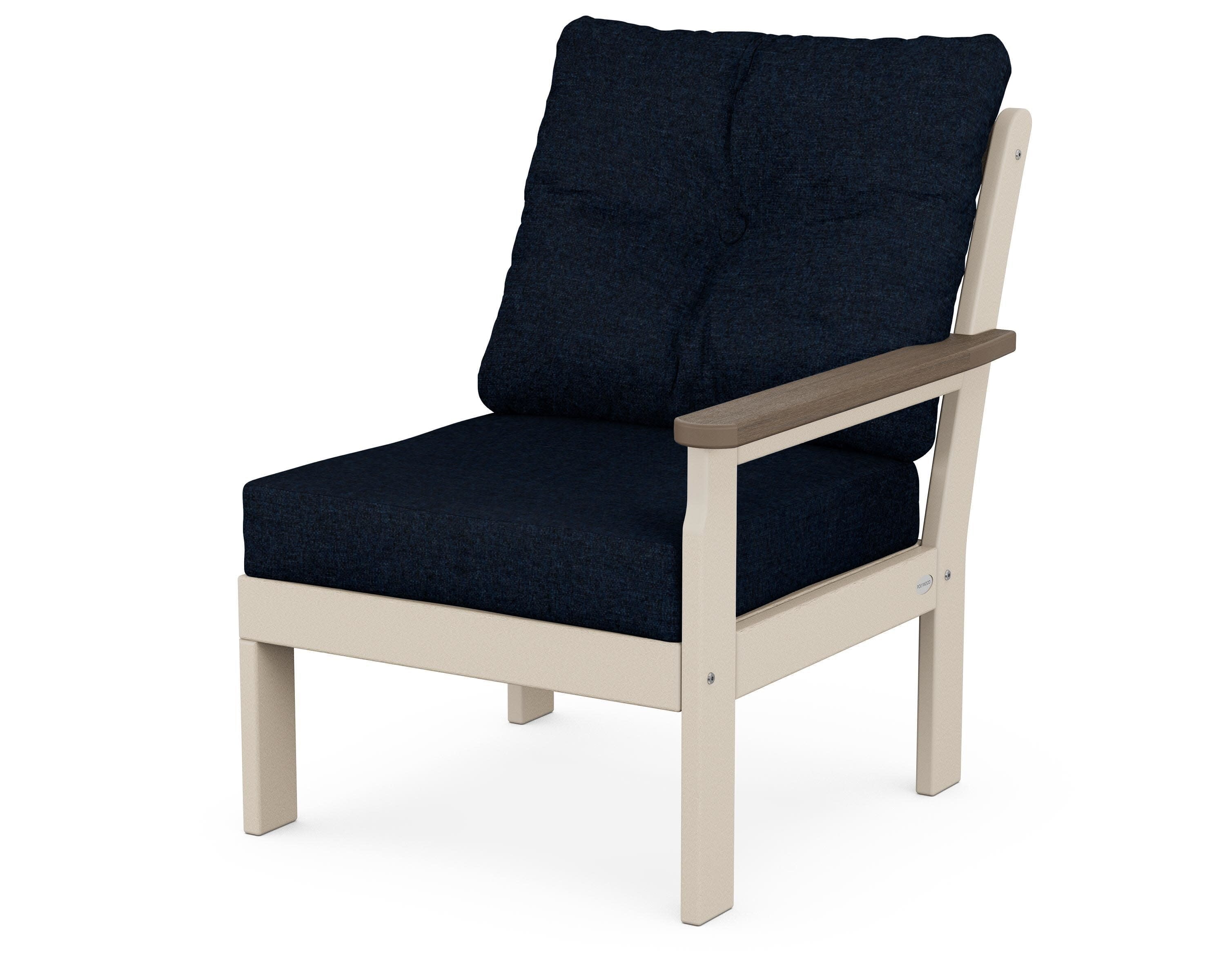 Vineyard Modular Right Arm Chair in Sand / Kona / Marine Indigo