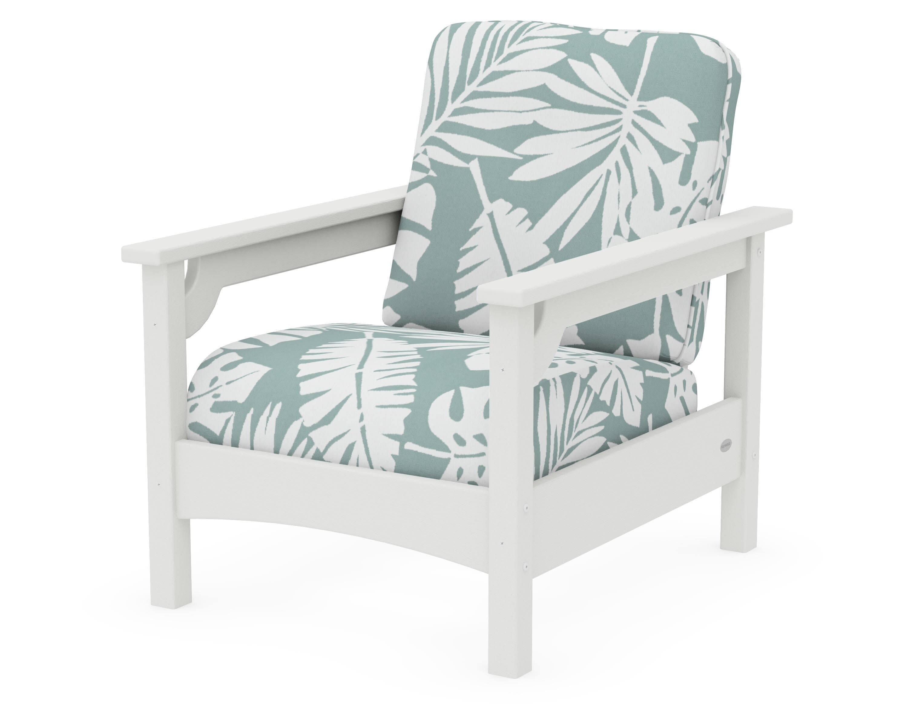 Club Chair in Vintage White / Leaf Glacier Spa