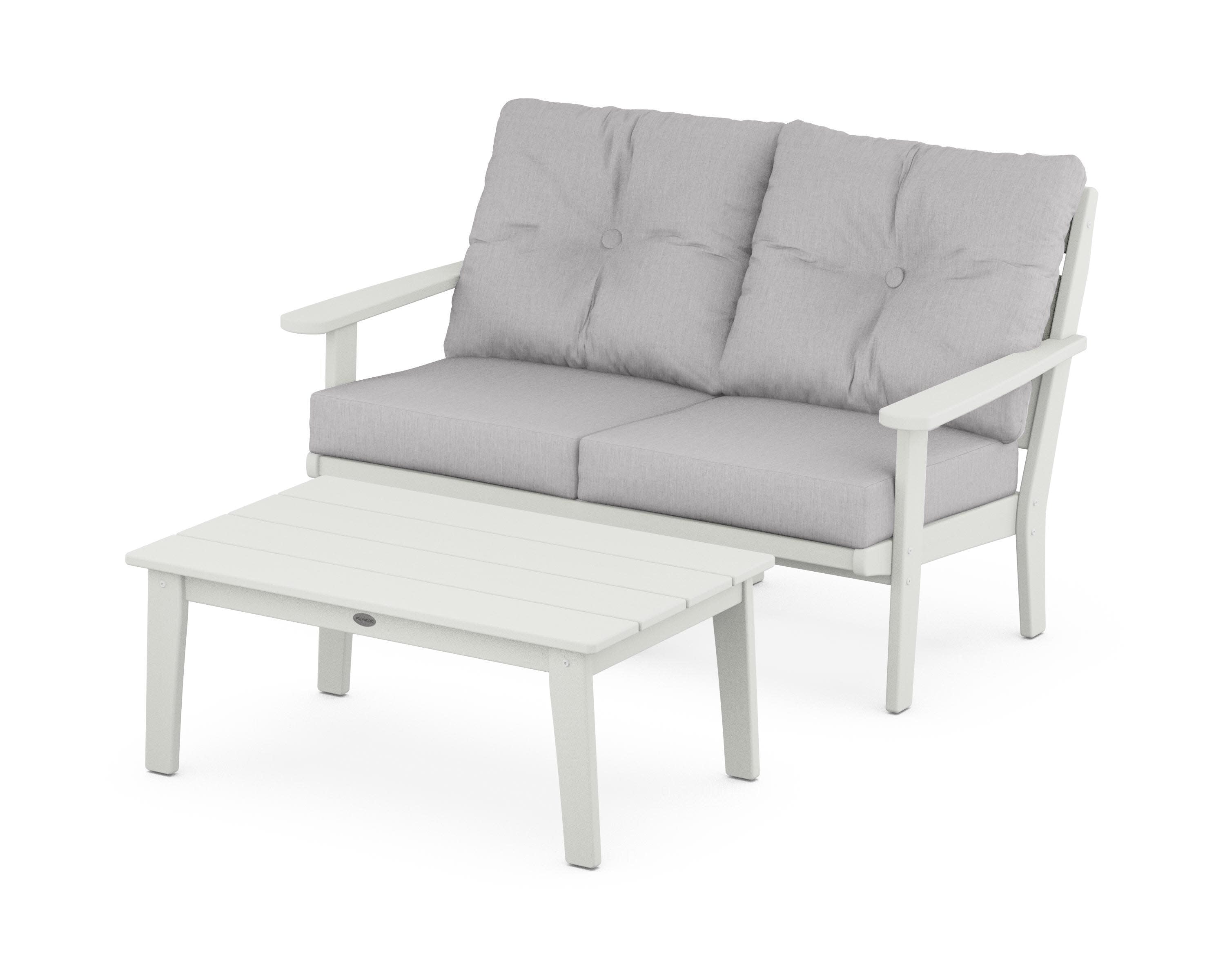Lakeside 2-Piece Lounge Loveseat Set in Vintage White / Granite