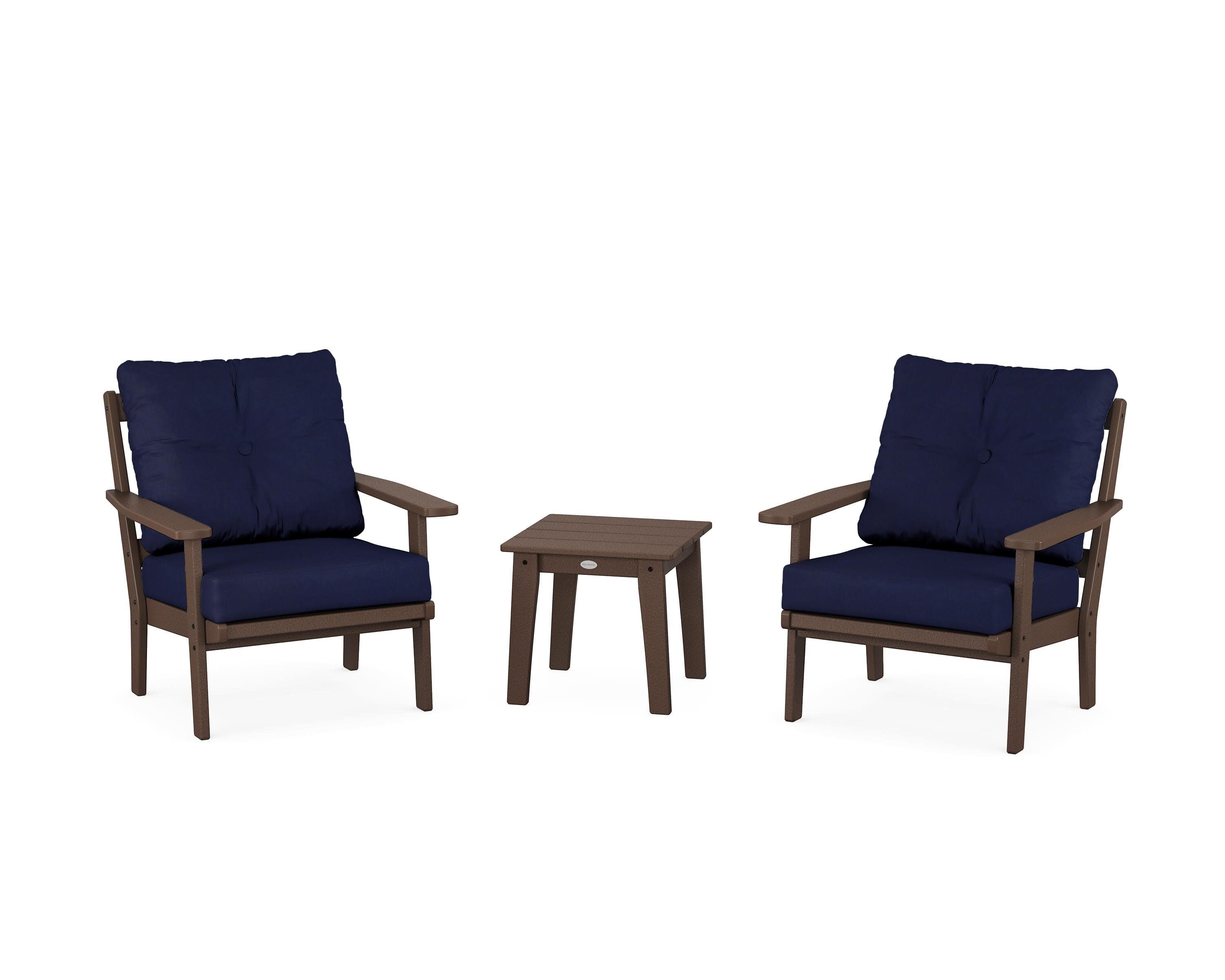Oxford 3-Piece Deep Seating Set in Mahogany / Navy