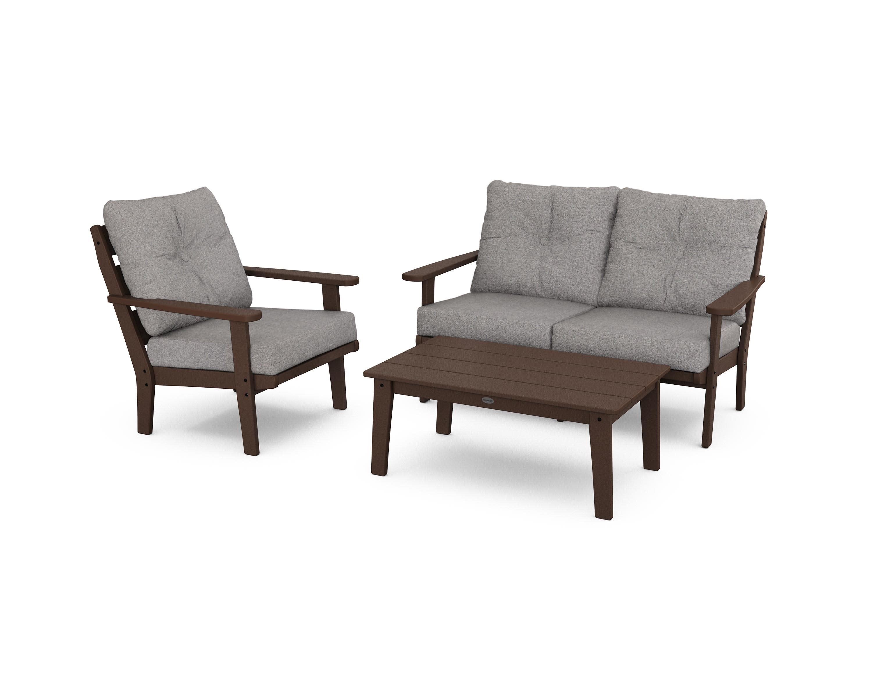 Lakeside 3-Piece Deep Seating Set in Mahogany / Grey Mist