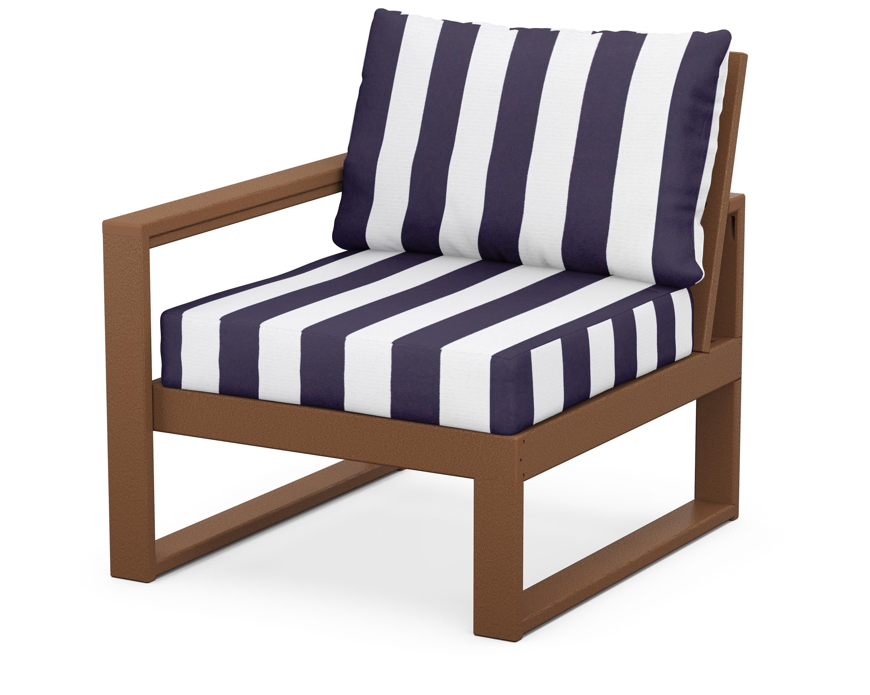 EDGE Modular Left Arm Chair in Teak / Cabana Stripe Navy