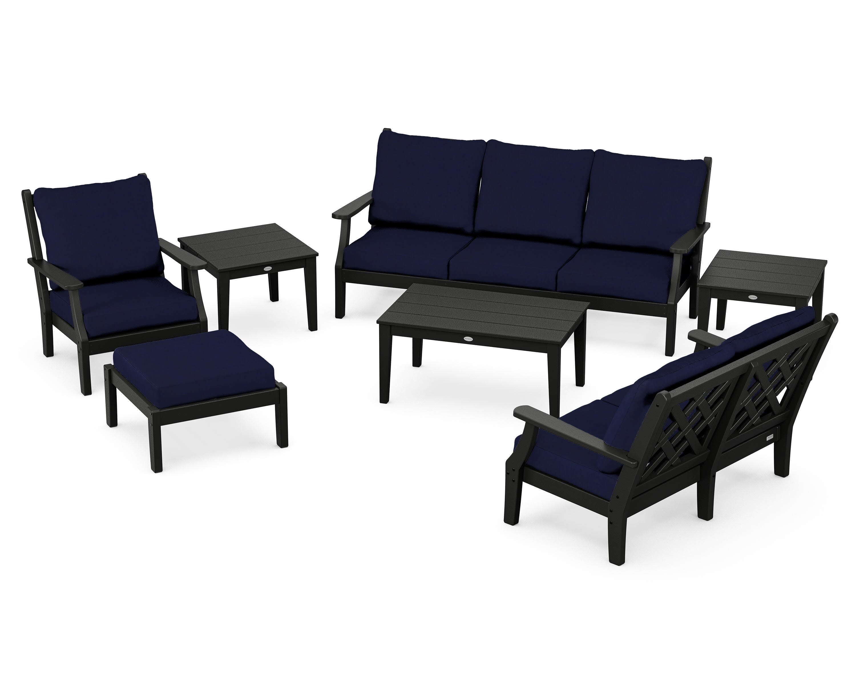 Wovendale 7-Piece Deep Seating Set in Black / Navy