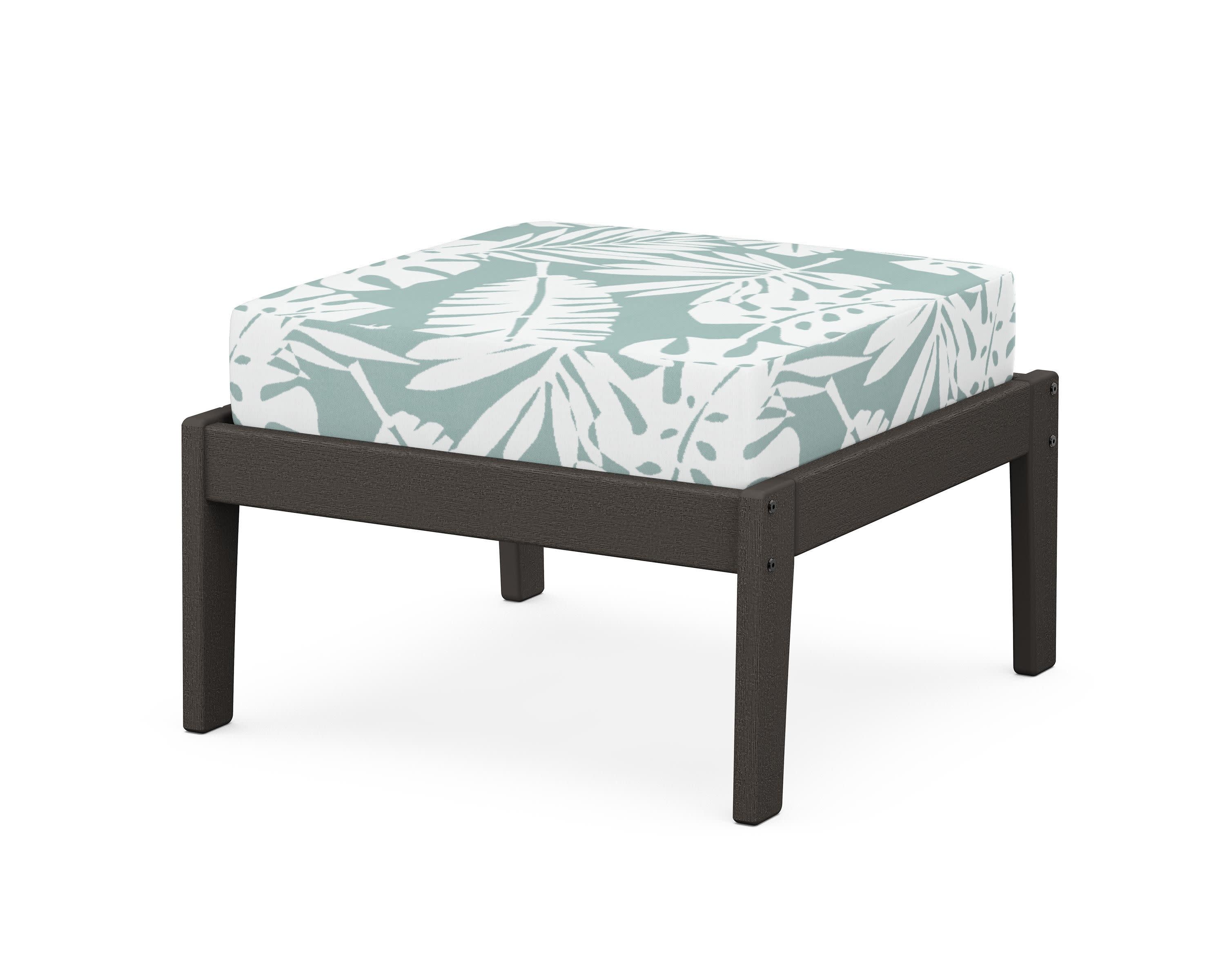 Deep Seating Ottoman in Vintage Coffee / Leaf Glacier Spa