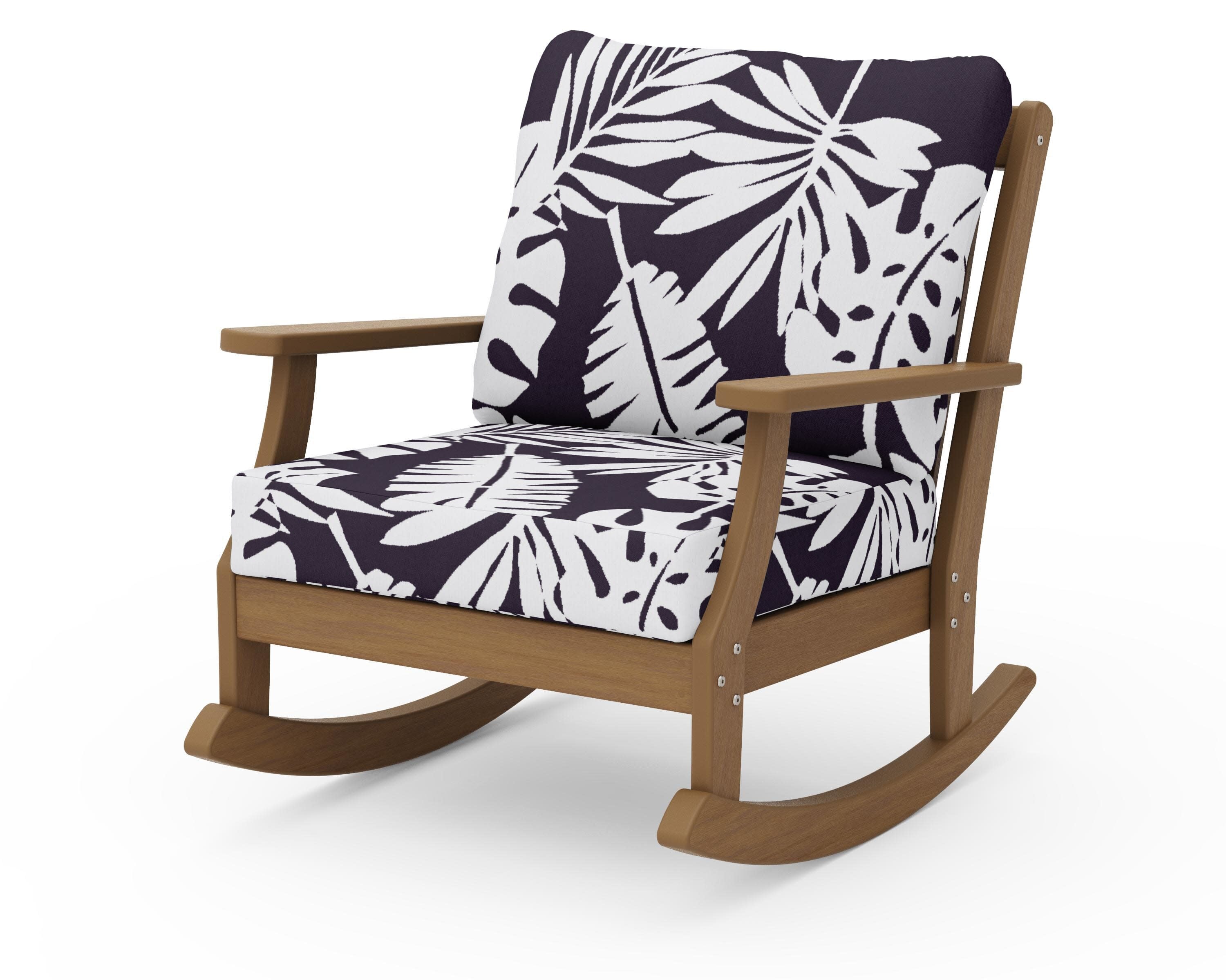Braxton Deep Seating Rocking Chair in Natural / Leaf Navy